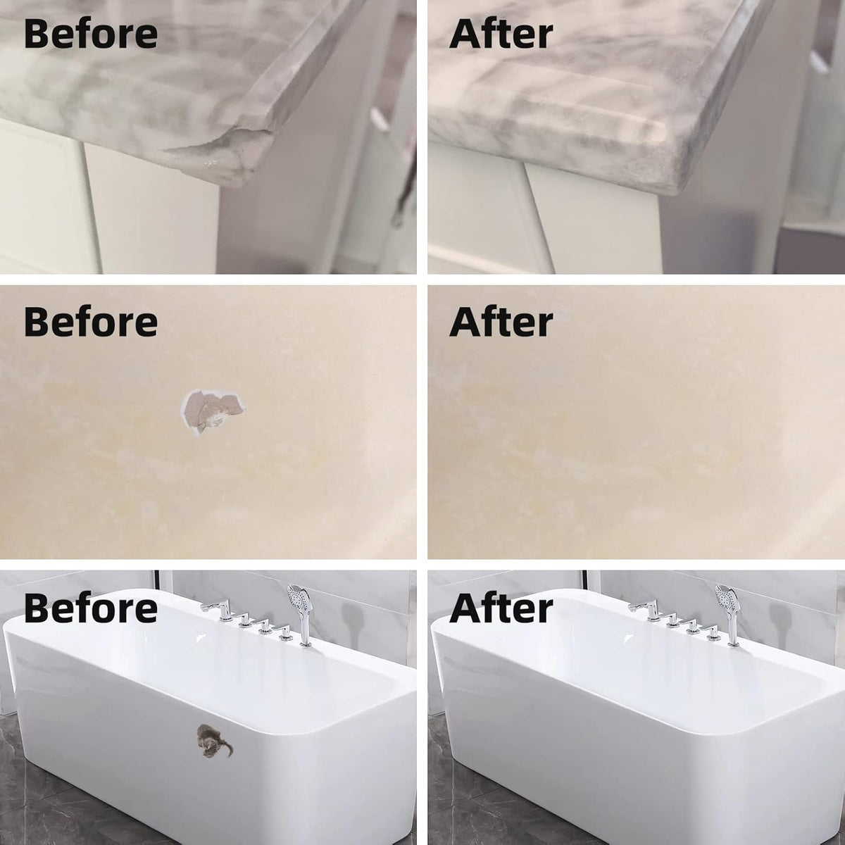 Globalcom Tile and Granite/Marble Repair Kit, Porcelain Stone and Quartz Countertops Repair Kit for