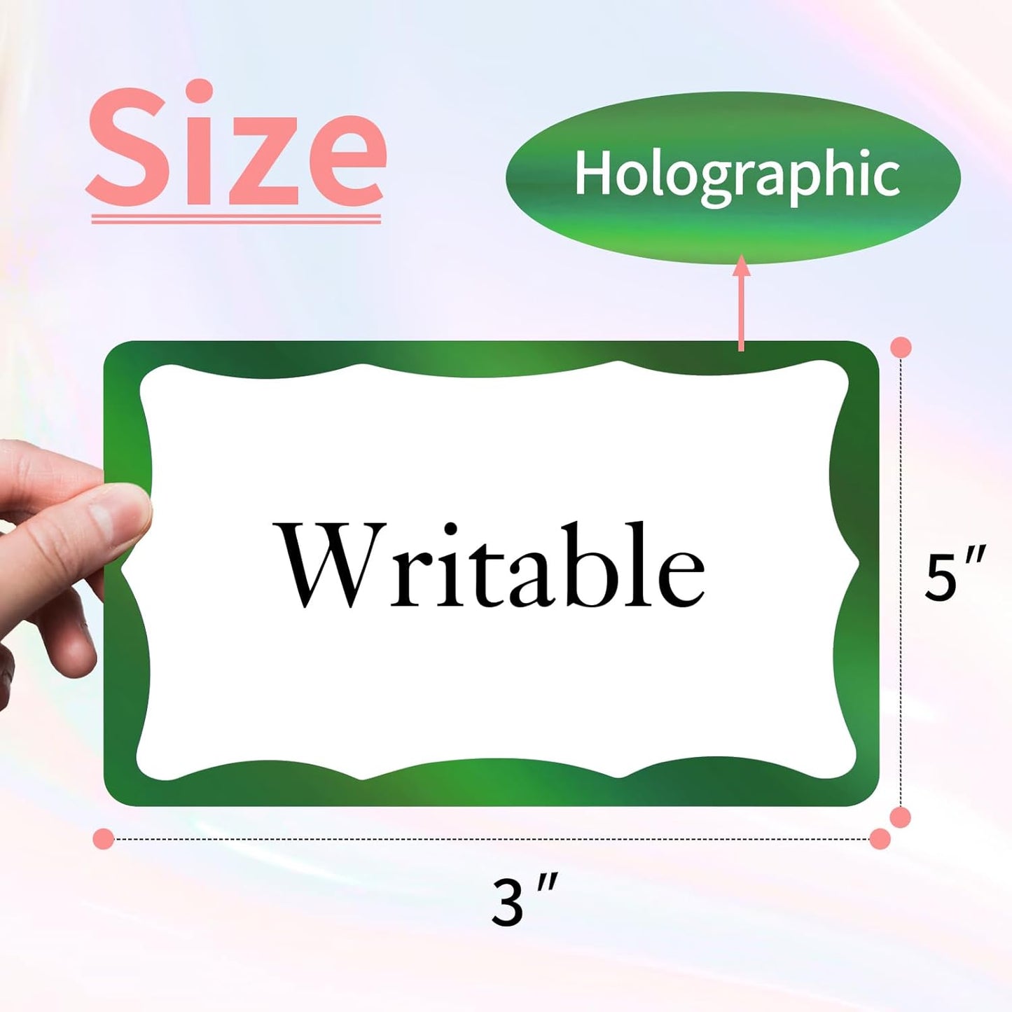 STARLIBOO Holographic Colored Labels Stickers, 3X5 Inch Removable Large Label Stickers for Moving