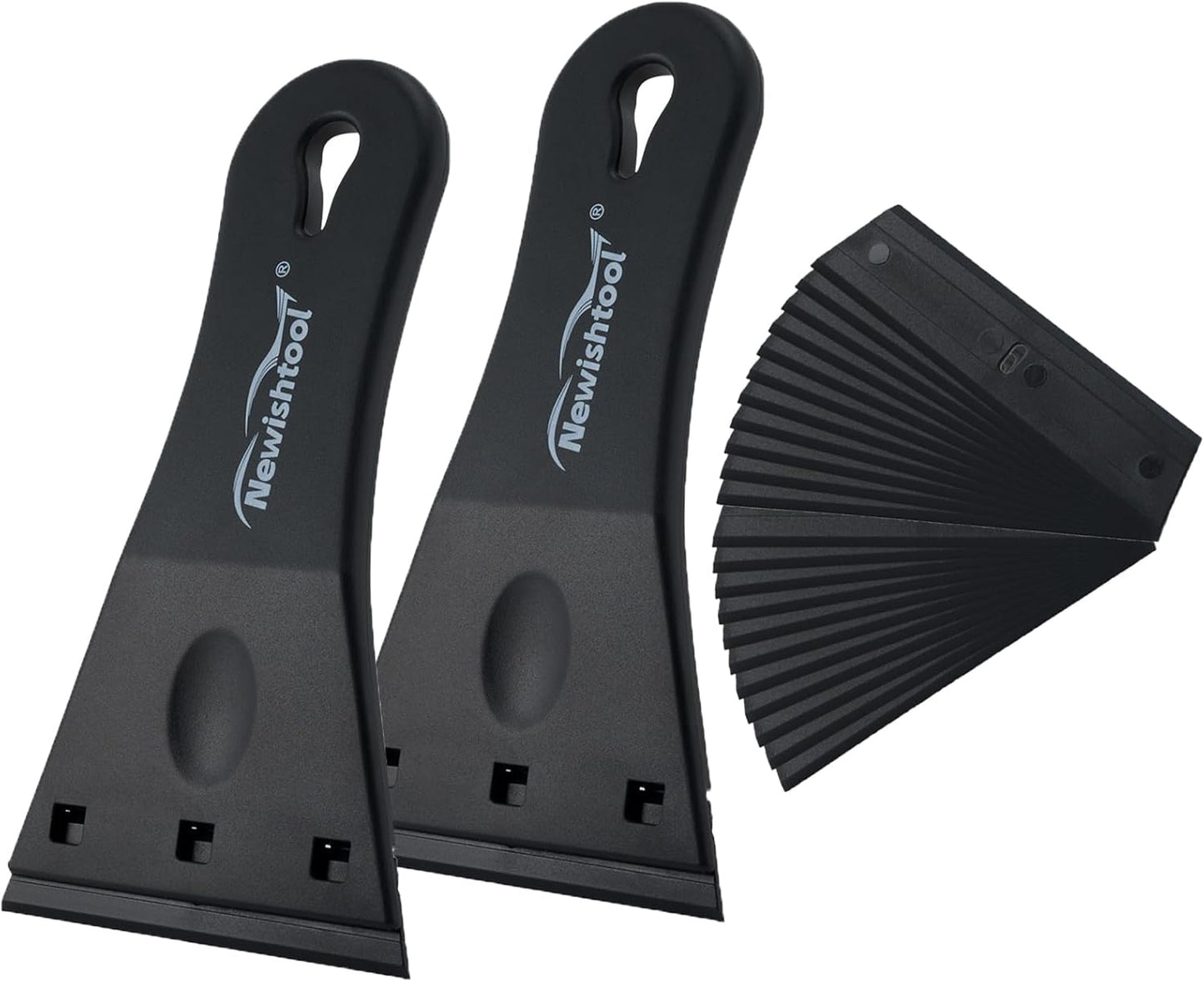 NewishTool Plastic Razor Scraper with 3-Inch Blade, Pack of 2 with 20 Extra Blades for Glue Residue