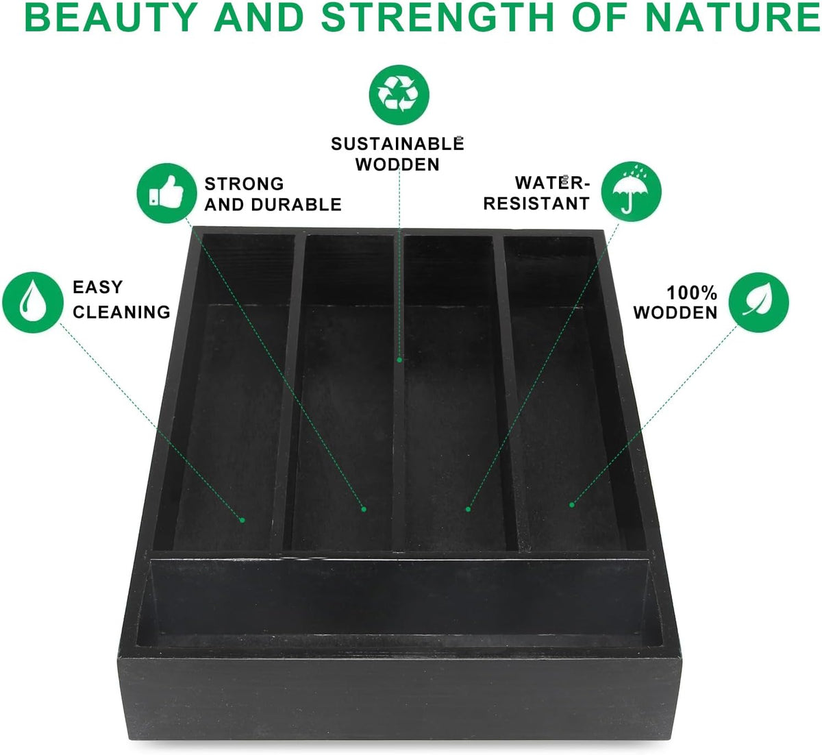 Small Wooden Silverware Organizer Tray Narrow Kitchen Drawer Dividers Utensil Organizers and