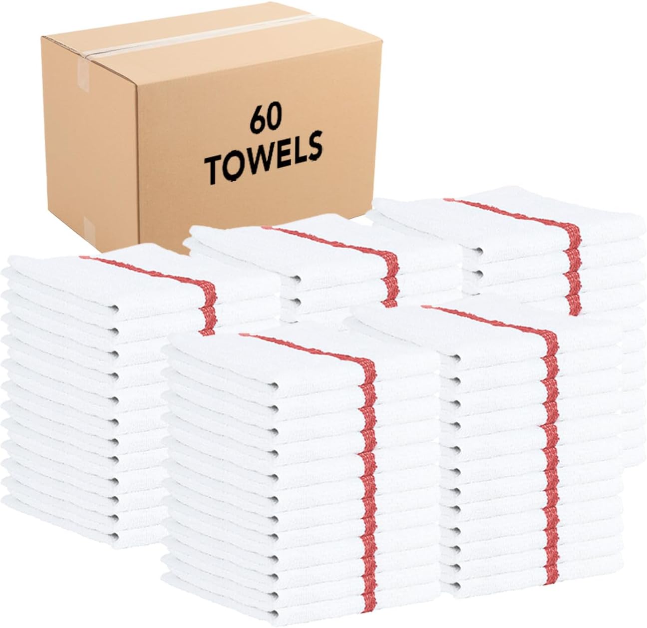 Arkwright Qwick Wick Bar Mop Towels Bulk - (Case of 60) 100% Cotton Quick Dry Dishcloths, Super