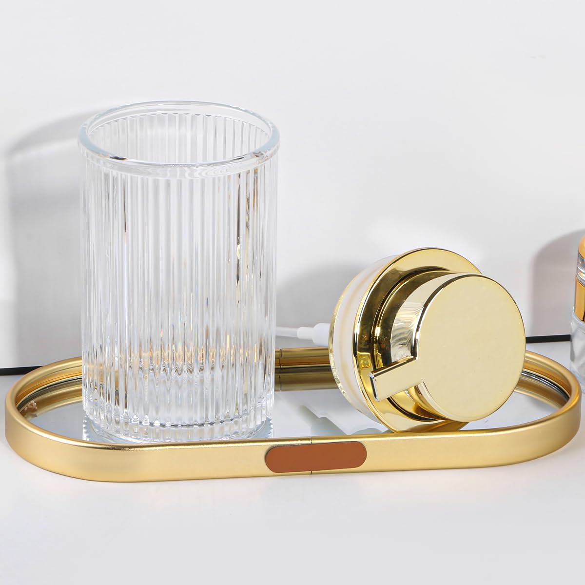 Clear Foaming Soap Dispenser, 12 Oz Glass Foaming Hand Soap Dispenser with Gold Pump, Bathroom