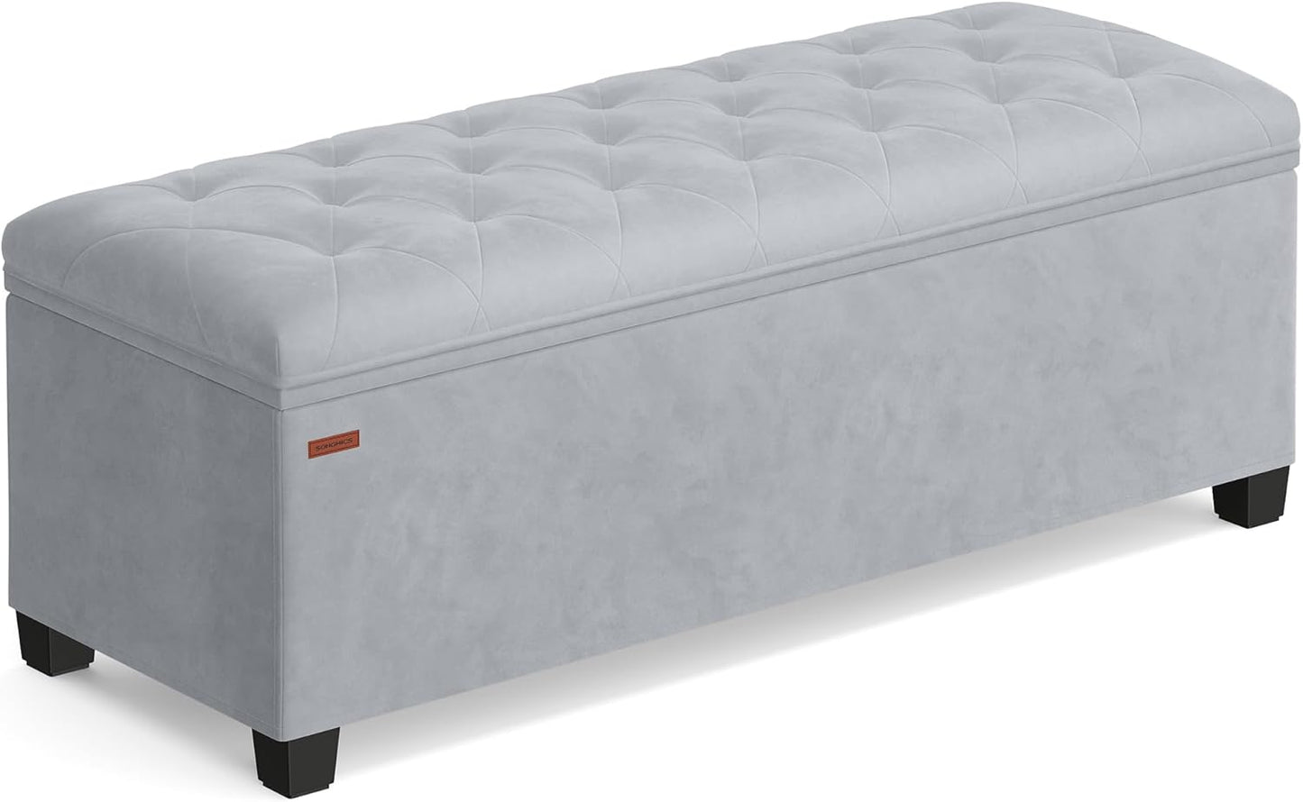 SONGMICS Velvet Storage Ottoman Bench, Foot Rest with Legs, 15.7 x 43 x 15.7 Inches, End of Bed