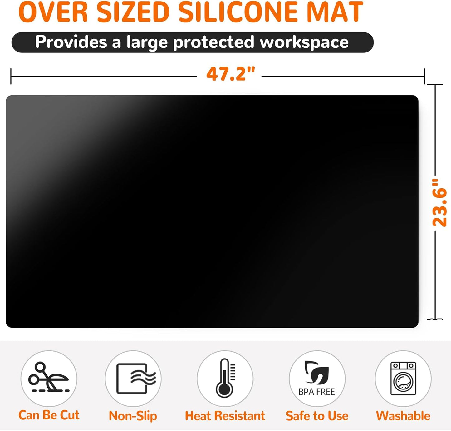 Warome Heat Resistant Mat, 47"x 23" Silicone Mat, Extra Large Silicone Mats for Kitchen Countert