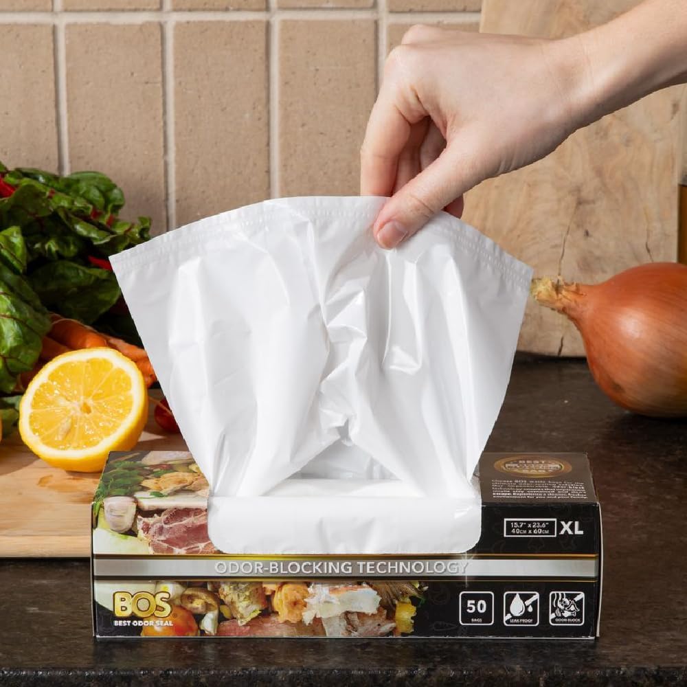 BOS Odor-Sealing Kitchen, Home & Food Small Trash Bags for Waste- Disposable Bags - Scent & Smell