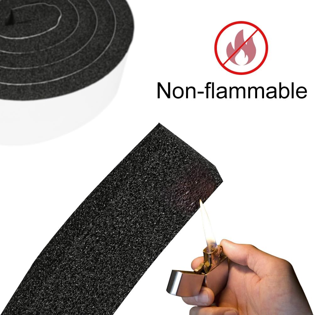2 Rolls 1/2 Inch W 1/4 T Weather Stripping Air Conditioner Open Cell Foam Seal Tape, Window