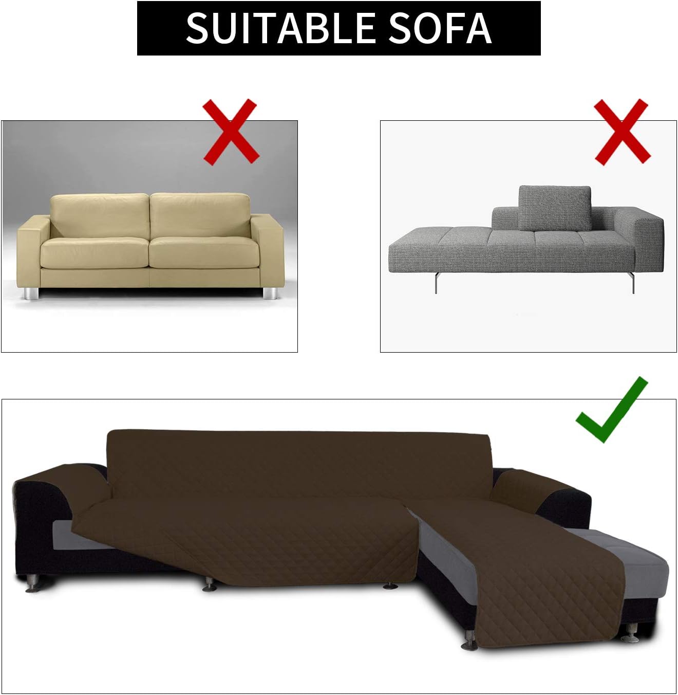 Easy-Going L Shape Sofa Cover Sectional Couch Cover Chaise Lounge Sofa Slipcover Furniture