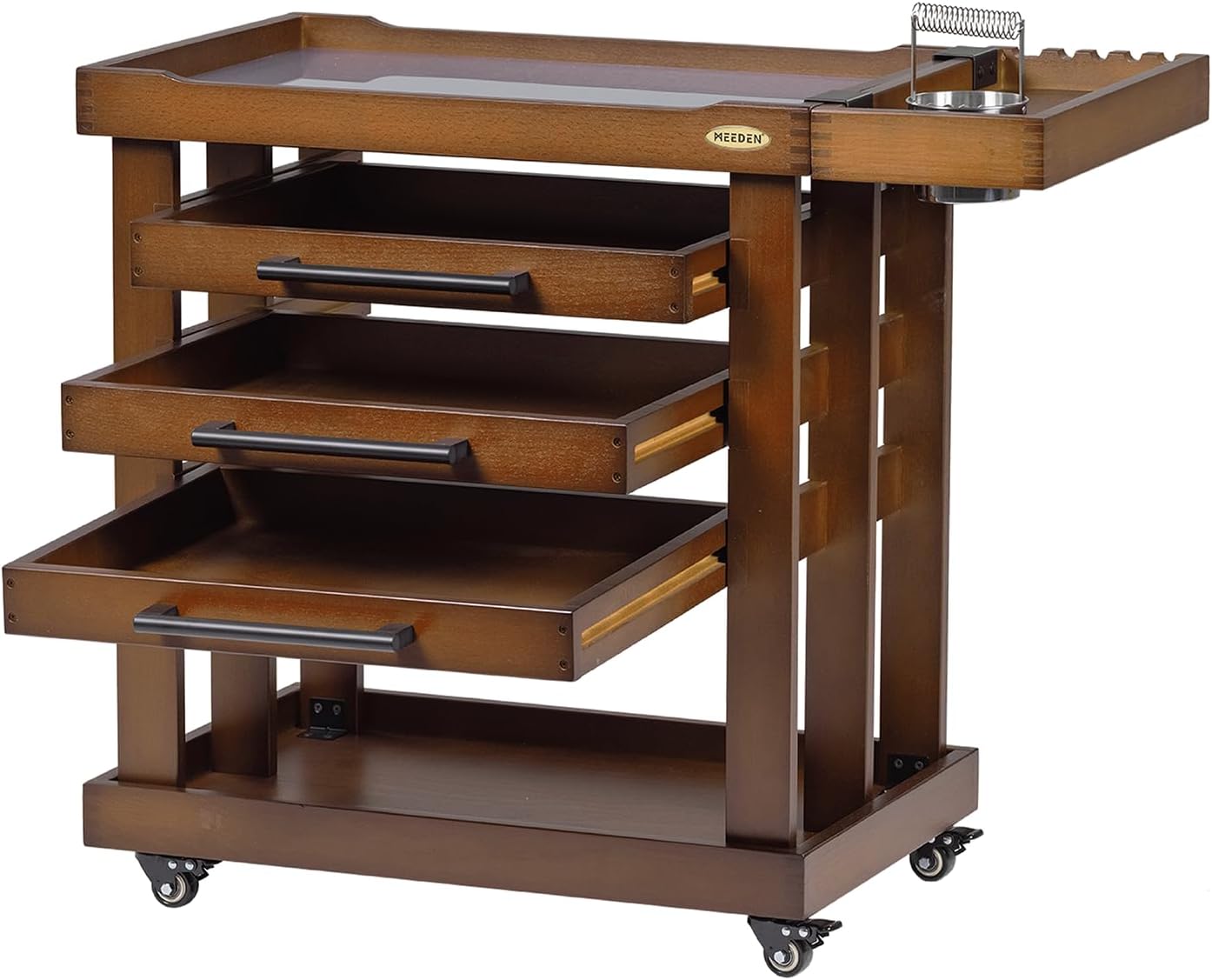 MEEDEN Art Supplies Storage Cart: 5-Tier Solid Beech Wood Utility Rolling Cart with 3 Drawers