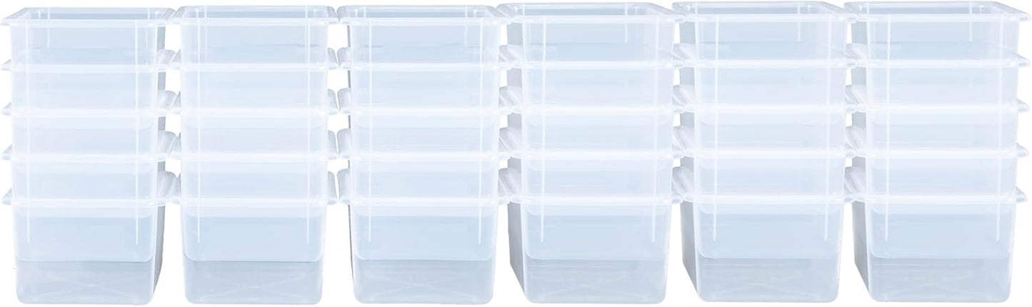Wood Designs Cubby Storage Bin, Heavy Duty Plastic Containers for Kids Translucent Clear Cubby Tray