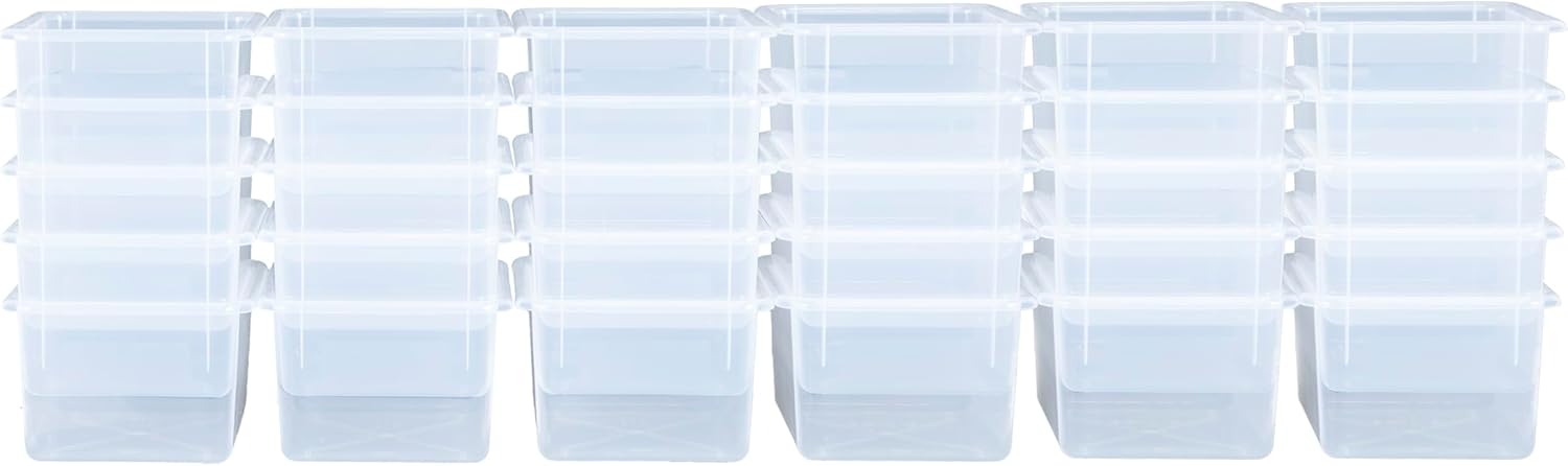 Wood Designs Cubby Storage Bin, Heavy Duty Plastic Containers for Kids Translucent Clear Cubby Tray