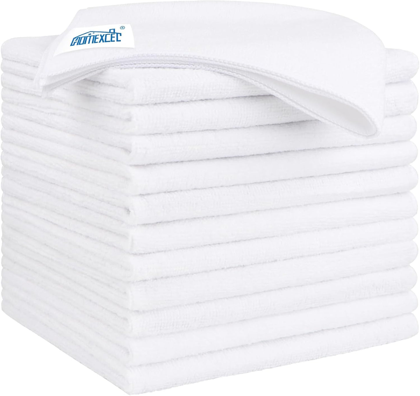 HOMEXCEL White Microfiber Cleaning Cloth 12 Pack, 12.5 x 12.5 inch Microfiber Towels for Cars