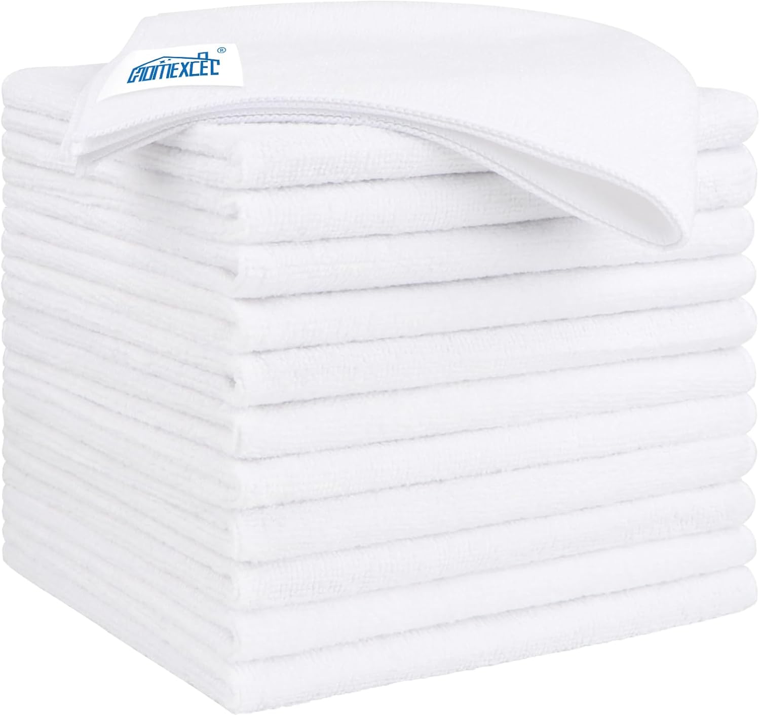 HOMEXCEL White Microfiber Cleaning Cloth 12 Pack, 12.5 x 12.5 inch Microfiber Towels for Cars