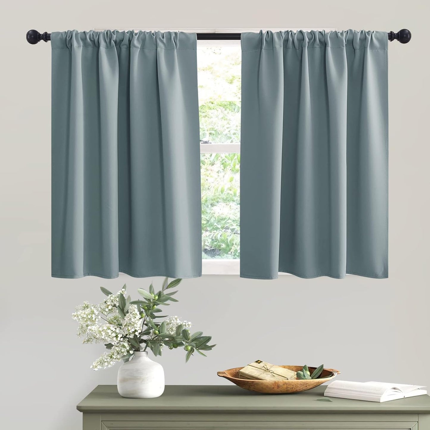 RYB HOME Small Window Curtains, Thermal Insulated Privacy Curtains and Drapes Soild Room Darkening