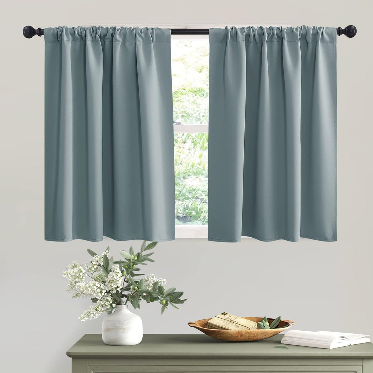 RYB HOME Small Window Curtains, Thermal Insulated Privacy Curtains and Drapes Soild Room Darkening