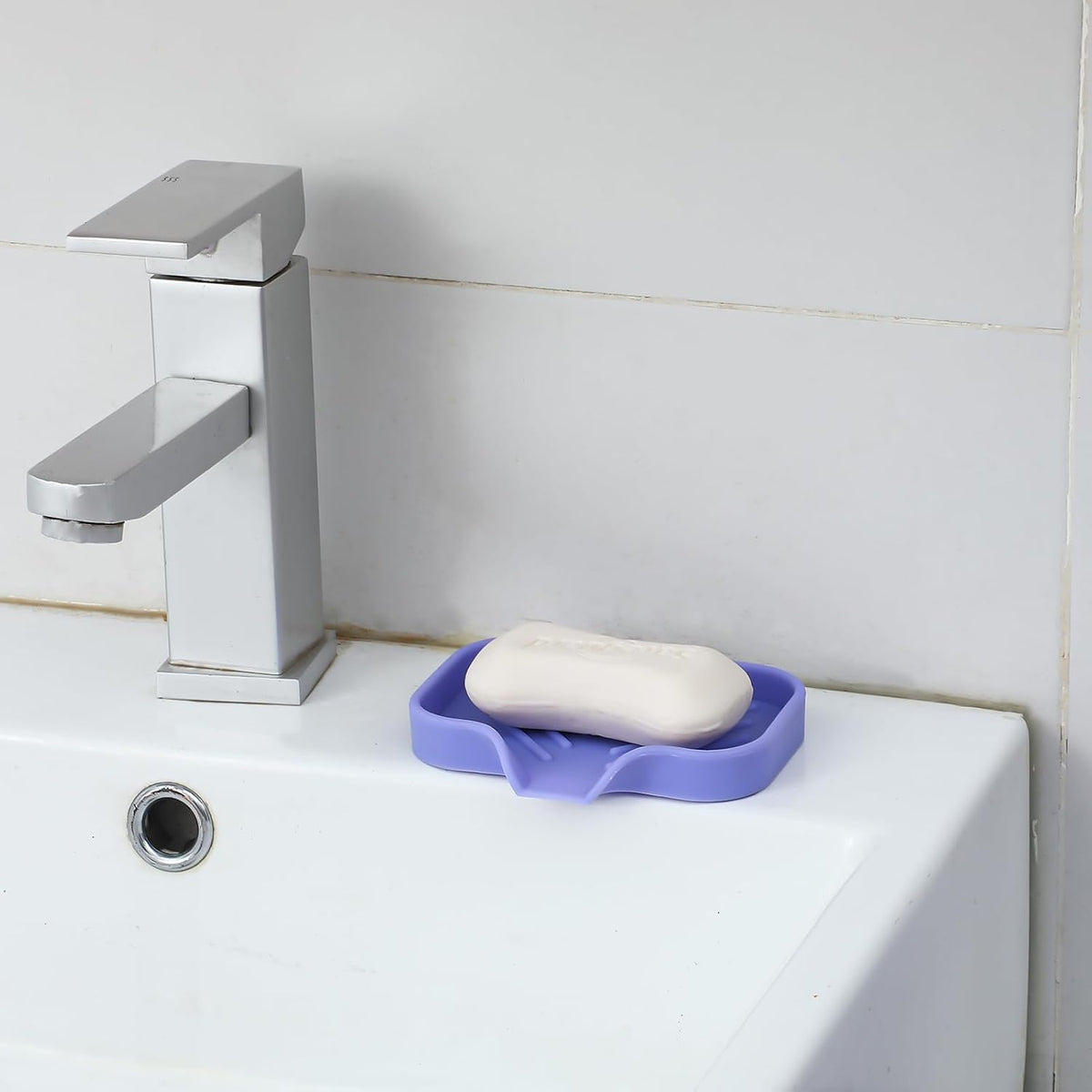 Silicone Bathroom Soap Dishes with Drain Spout-Bathroom and Kitchen Sink Organizer,Sponge