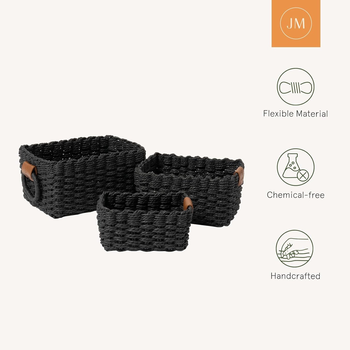 LA JOLIE MUSE Small Wicker Baskets for Organizing, Recycled Paper Rope Storage Basket Container