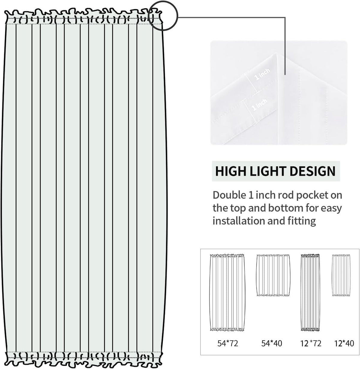 DWCN French Door Curtains – Rod Pocket Thermal Curtain for Window/Patio