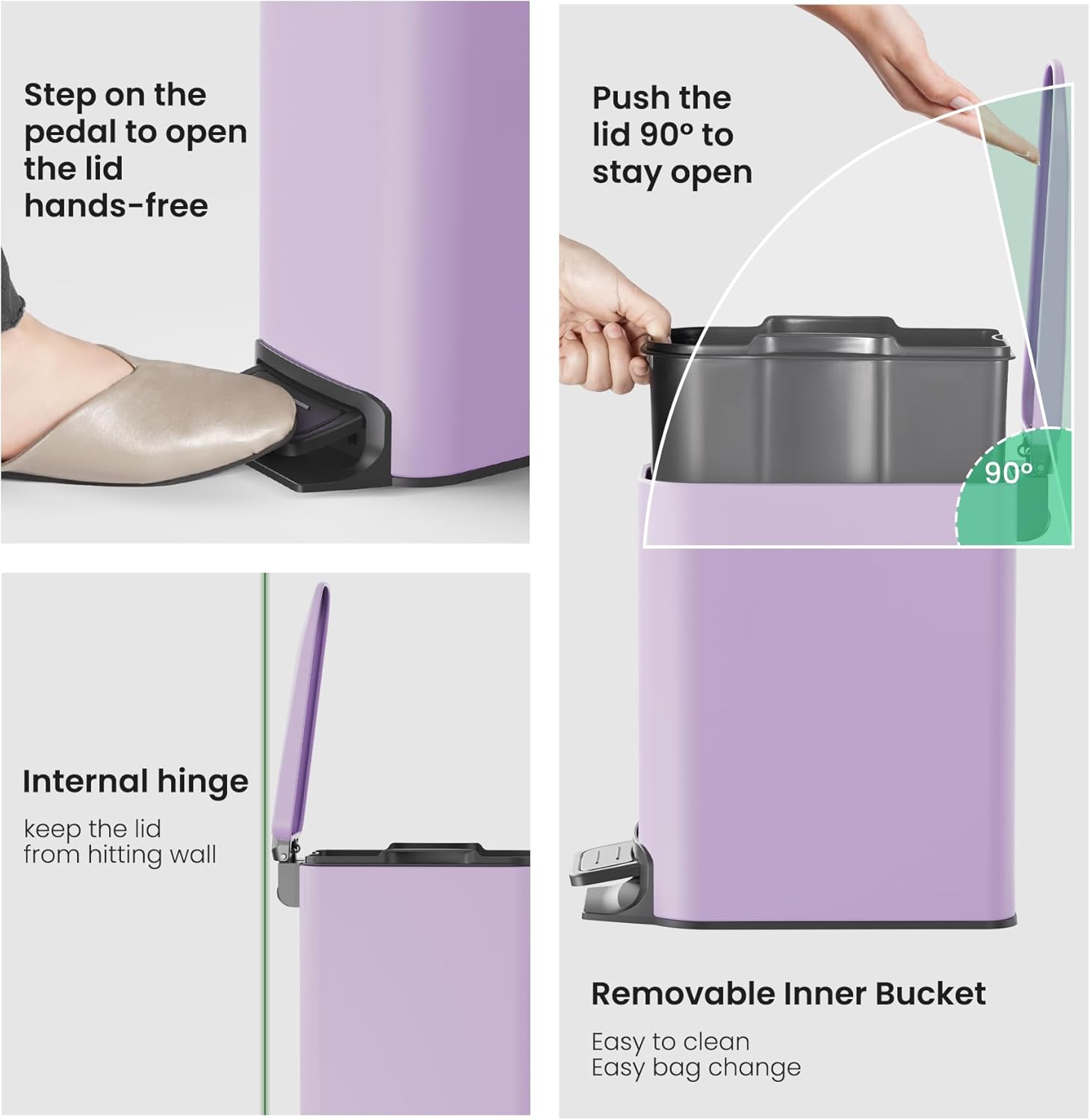 Cesun Small Bathroom Trash Can with Lid Soft Close, Step Pedal, 6 Liter / 1.6 Gallon Stainless