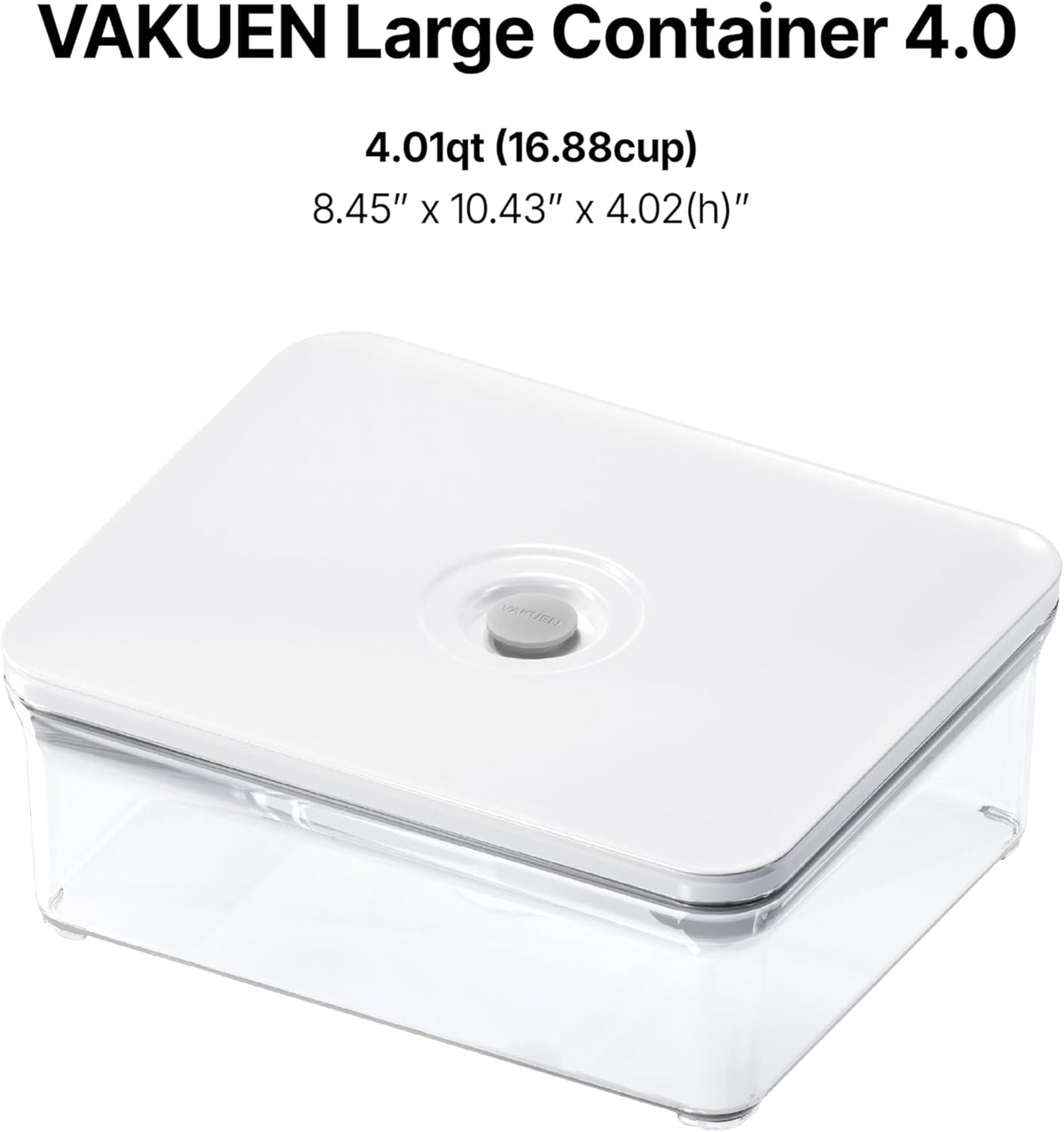 VAKUEN Premium Airtight Food Storage Containers, 4L(4.10qt) Smart One-Click Seal Lid, Patented