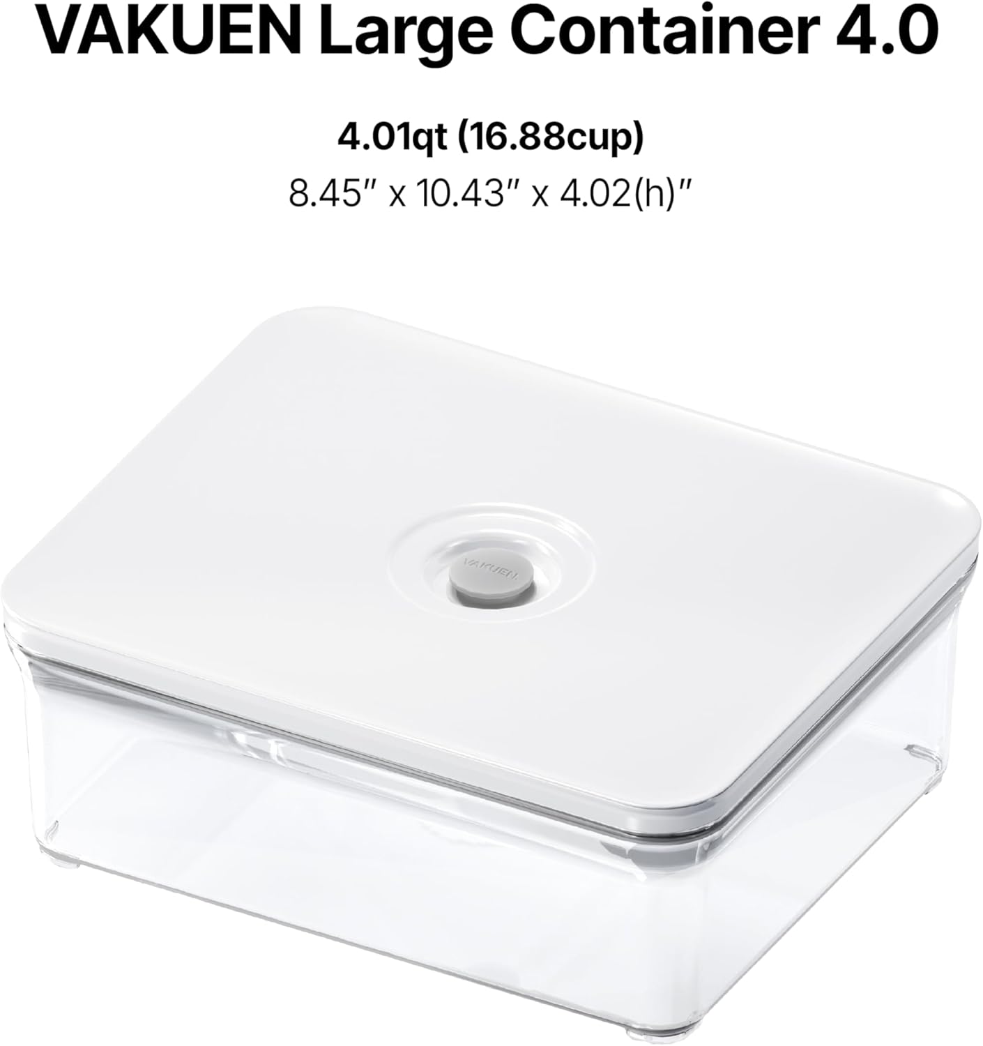 VAKUEN Premium Airtight Food Storage Containers, 4L(4.10qt) Smart One-Click Seal Lid, Patented