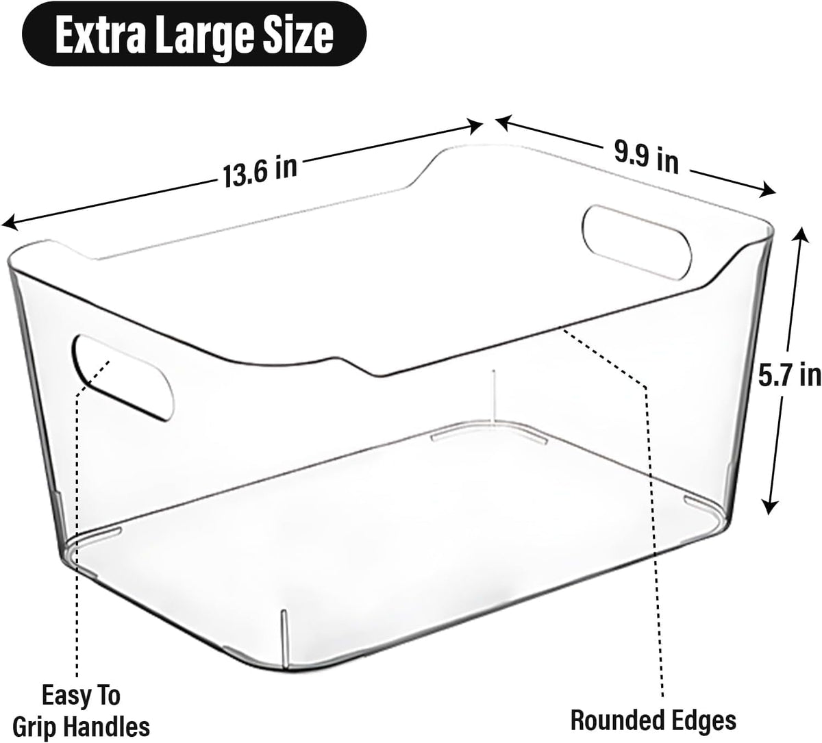 Clear Extra Large Plastic Storage Bins, Pantry Organizers and Storage Containers Fridge Organizer