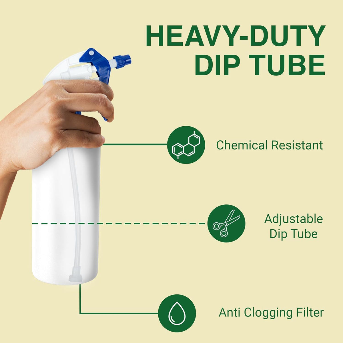 Heluva Green Spray Bottle Nozzle Replacement, Bottle Tops Only - Sprayer Nozzle Triggers for Heavy