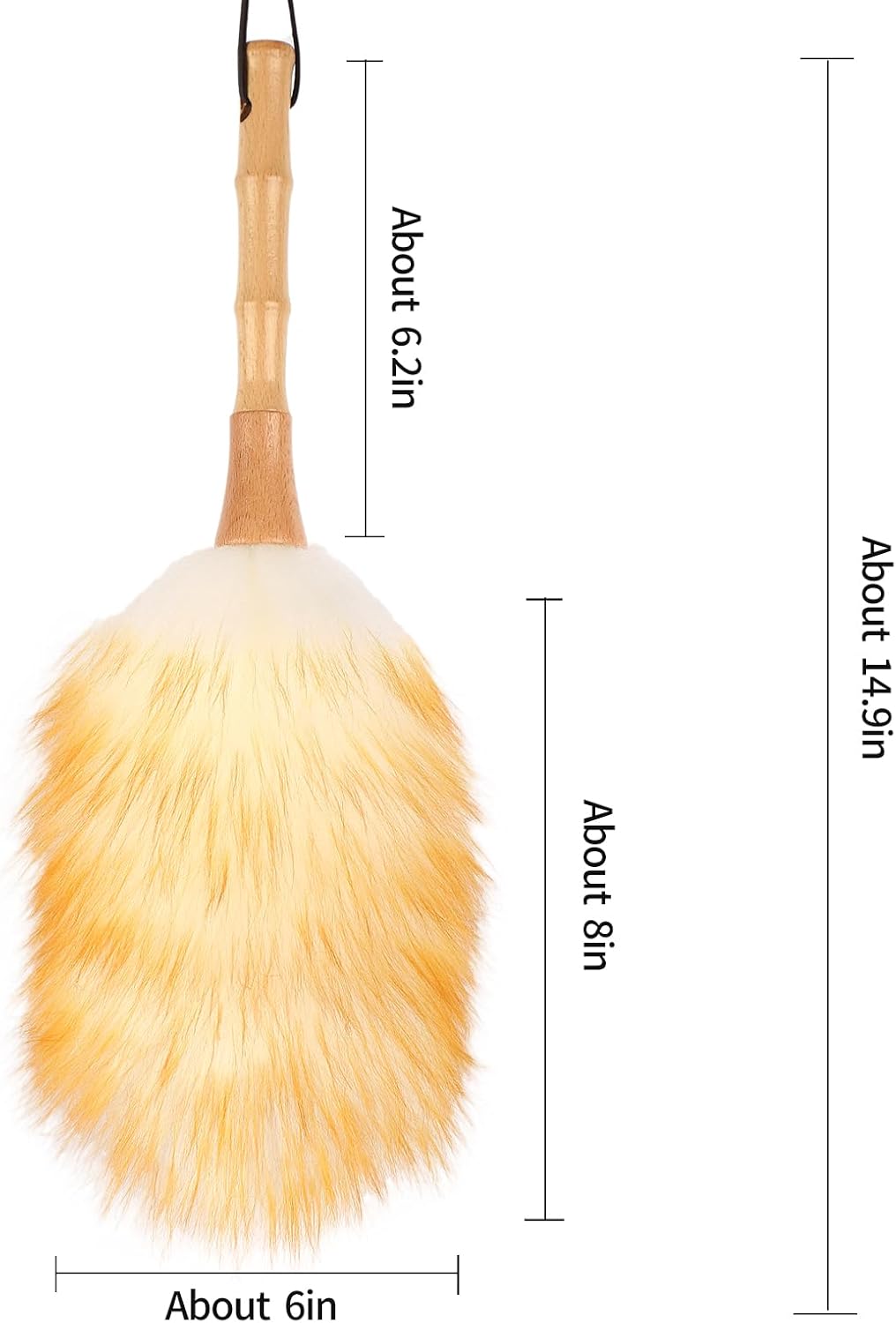 Feather Duster, Lambswool Duster for Cleaning,with Solid Wooden Handle,Leather Hang