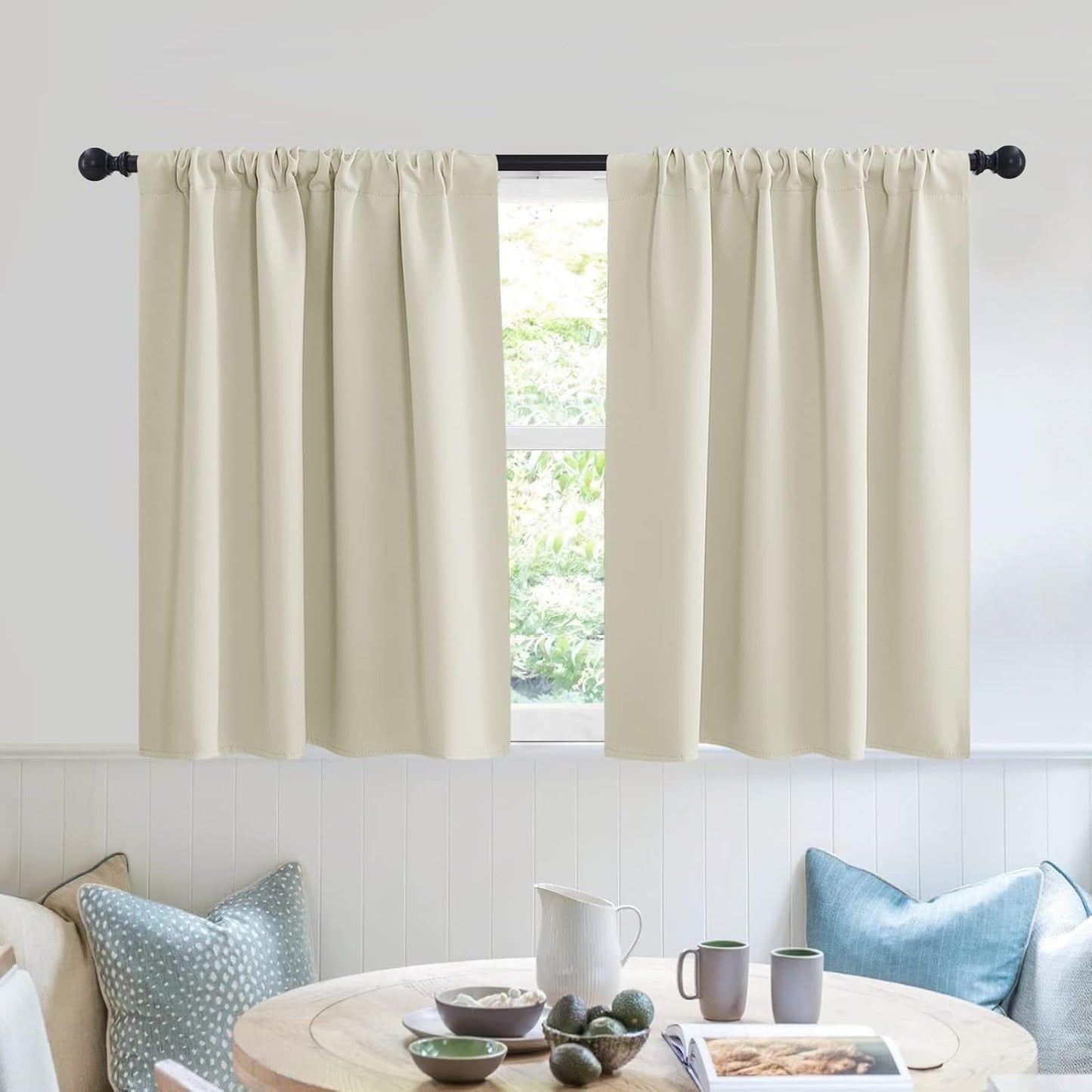 RYB HOME RV Curtains for Camper Windows - Soft Thermal Insulated Small Window Curtain Tiers for
