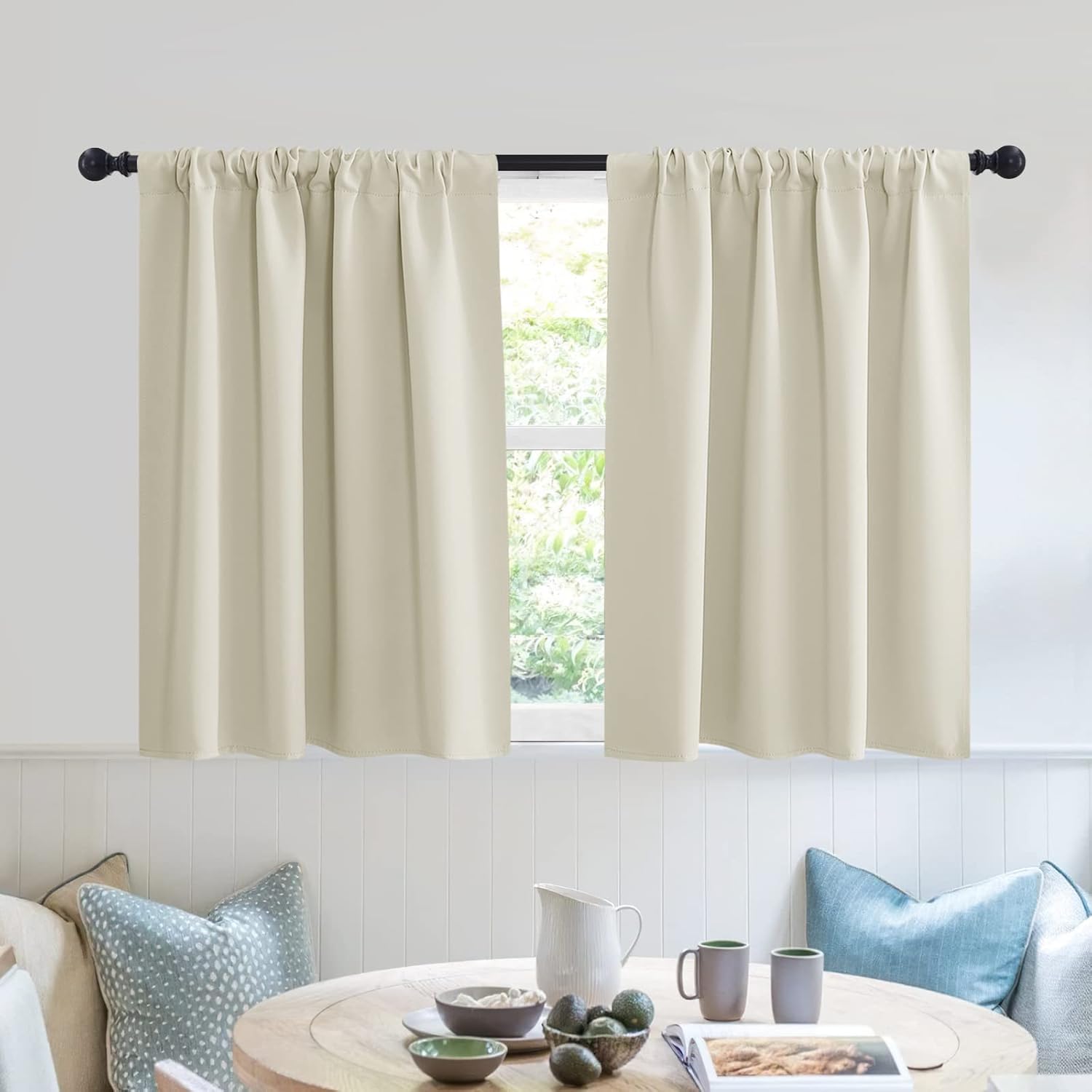 RYB HOME RV Curtains for Camper Windows - Soft Thermal Insulated Small Window Curtain Tiers for