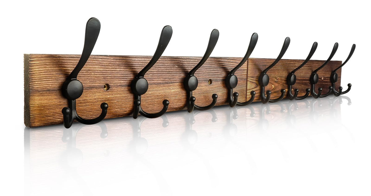 Homagic Coat Rack Wall Mount 31.5'' Coat Hanger Wall Mount Burnt Brown Coat Hooks for Wall Rustic