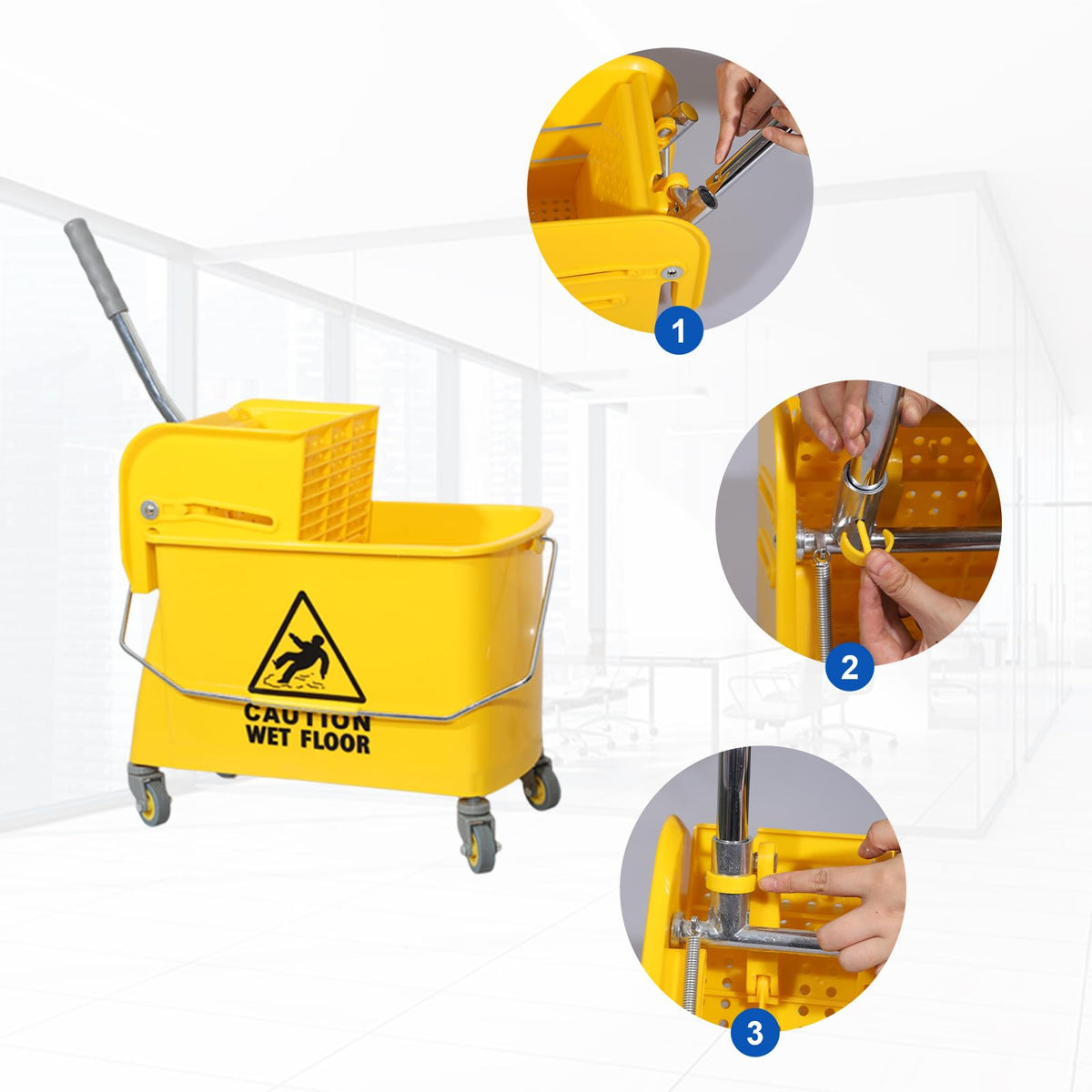 Midoneat Mop Bucket with Wringer, 22 Qt (5.5 Gallon), Wheels,Floor Cleaning