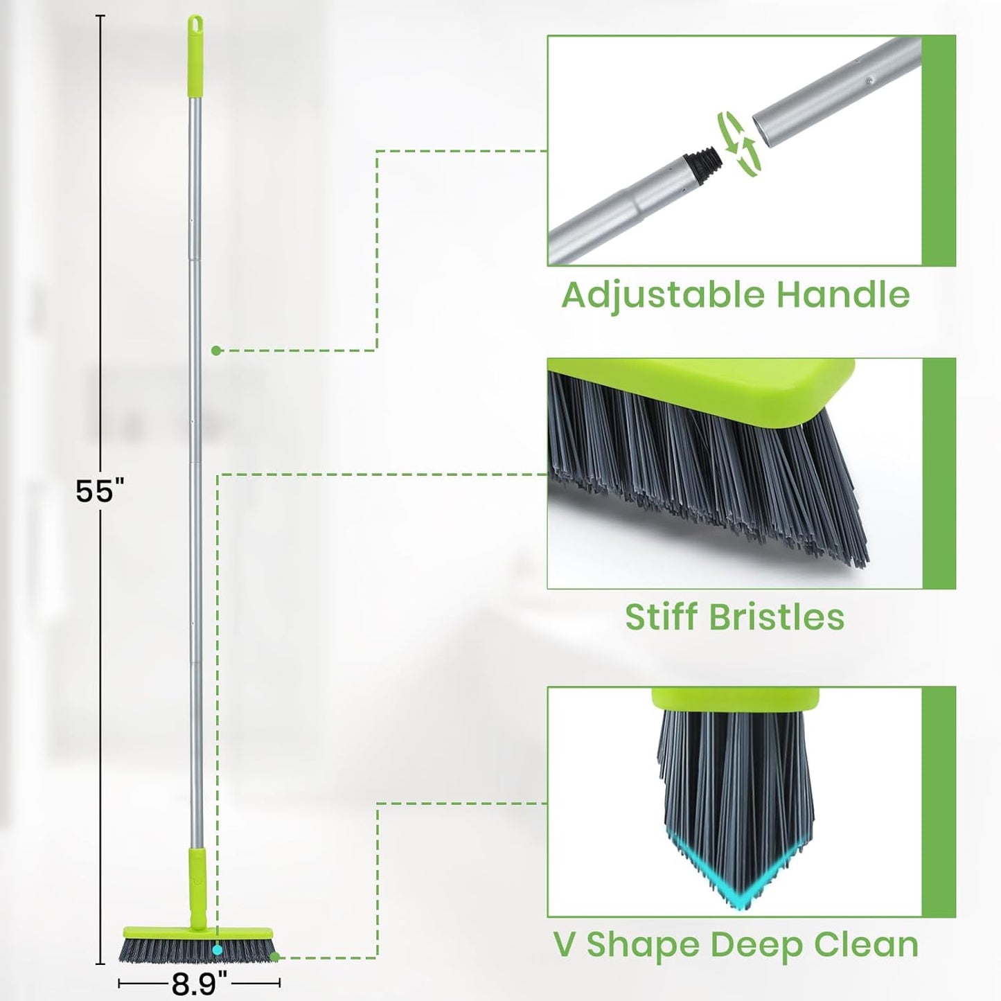 Grout Cleaner Brush with Long Handle, Floor Scrub Brush for Shower Tile, Bathroom Crevice Cleaning