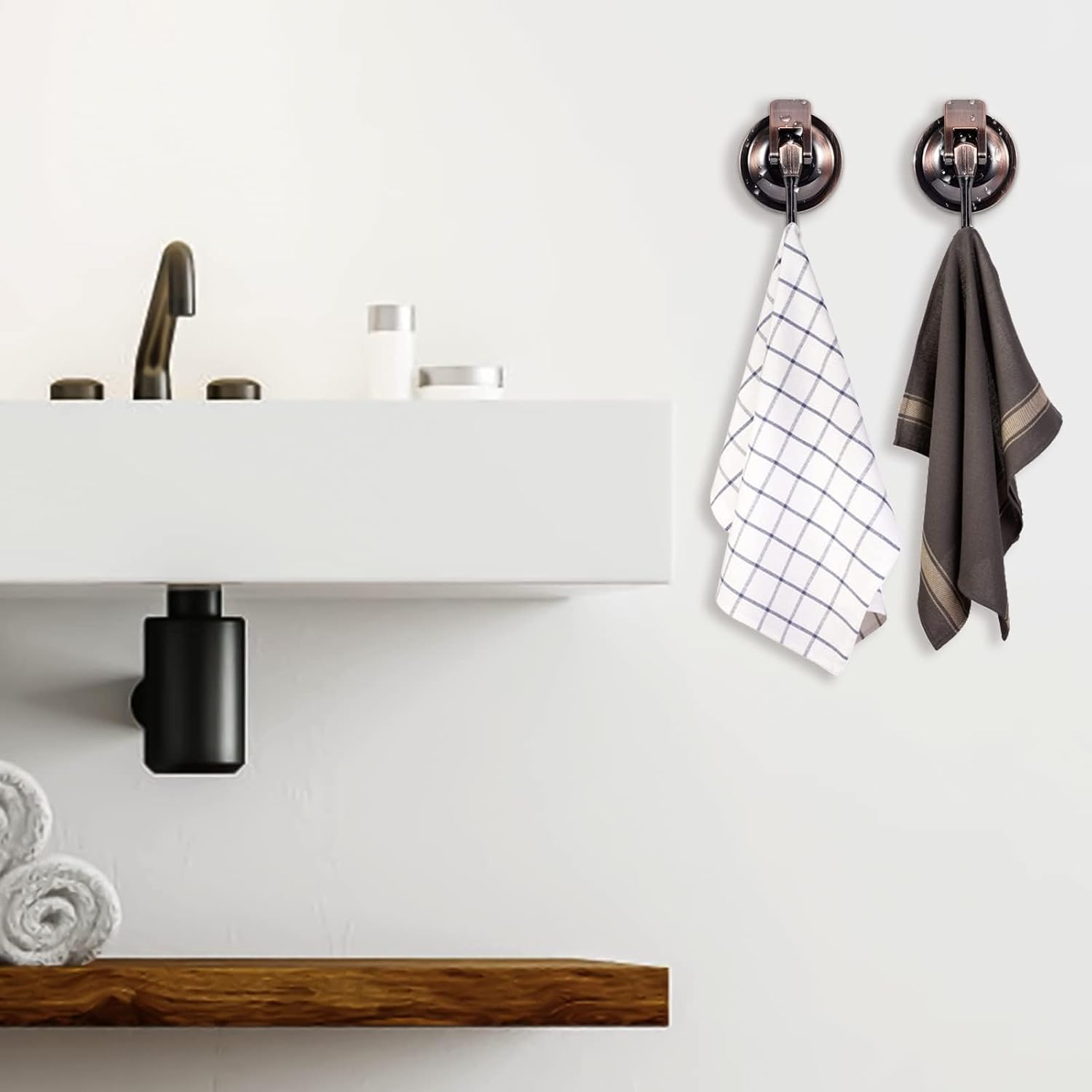 Suction Cup Hooks for Shower, Bathroom, Kitchen, Glass Door, Mirror, Tile – Loofah, Towel, Coat
