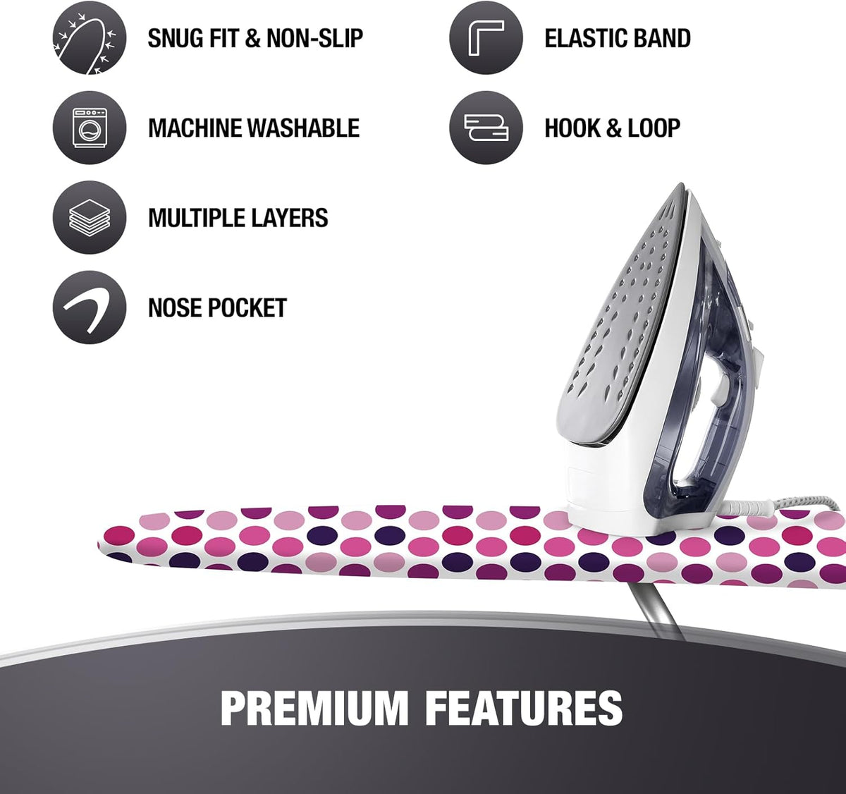 Extra Thick Ironing Board Covers with Pad Standard Size 15x54, Heat Reflective Full Scorch