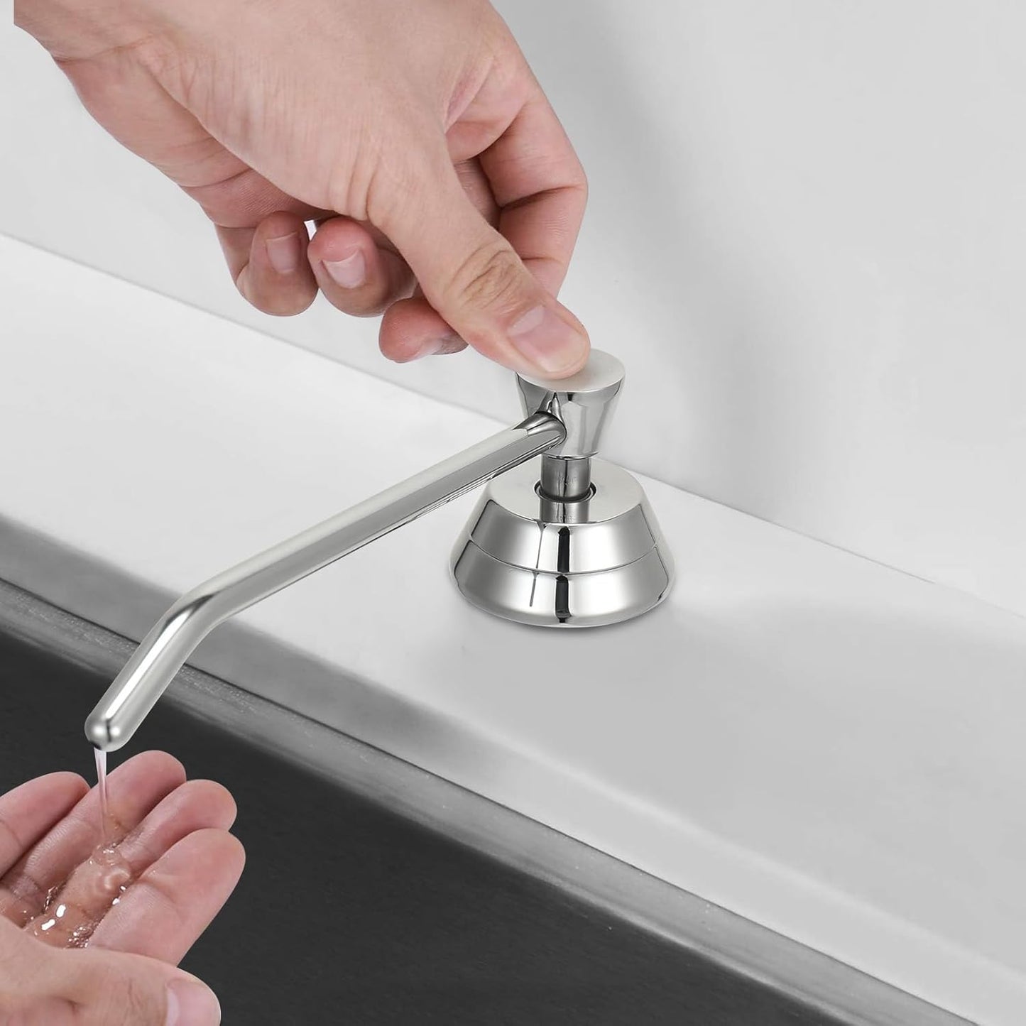 Heavy Duty Brass Countertop Liquid Soap Dispenser, Commercial Grade Top Fill Built-in Soap