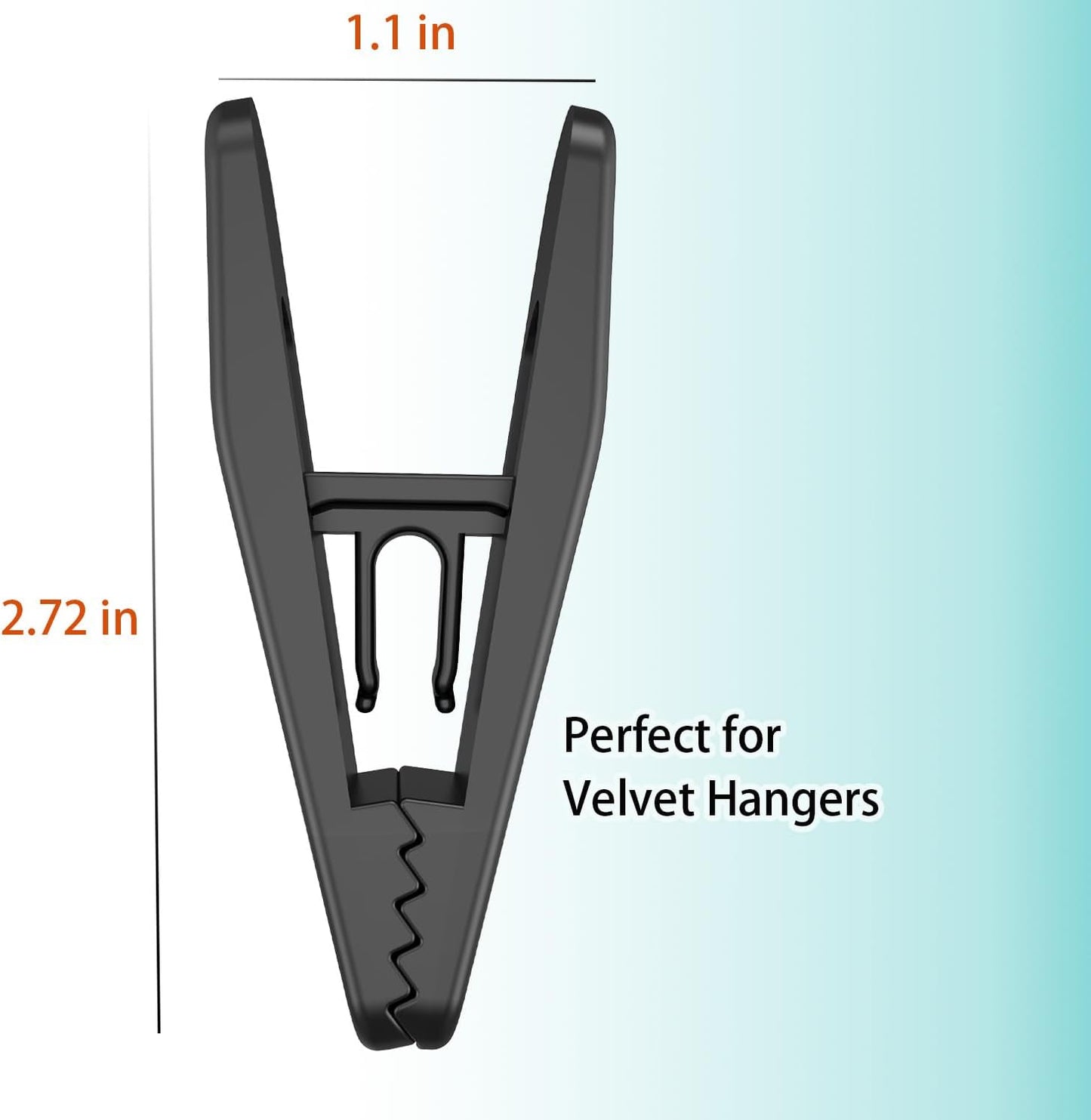 Hanger Clips Perfect for Velvet Hangers (Black, 20 PCS), Non-Slip Plastic Clips Pant Skirt Hanger