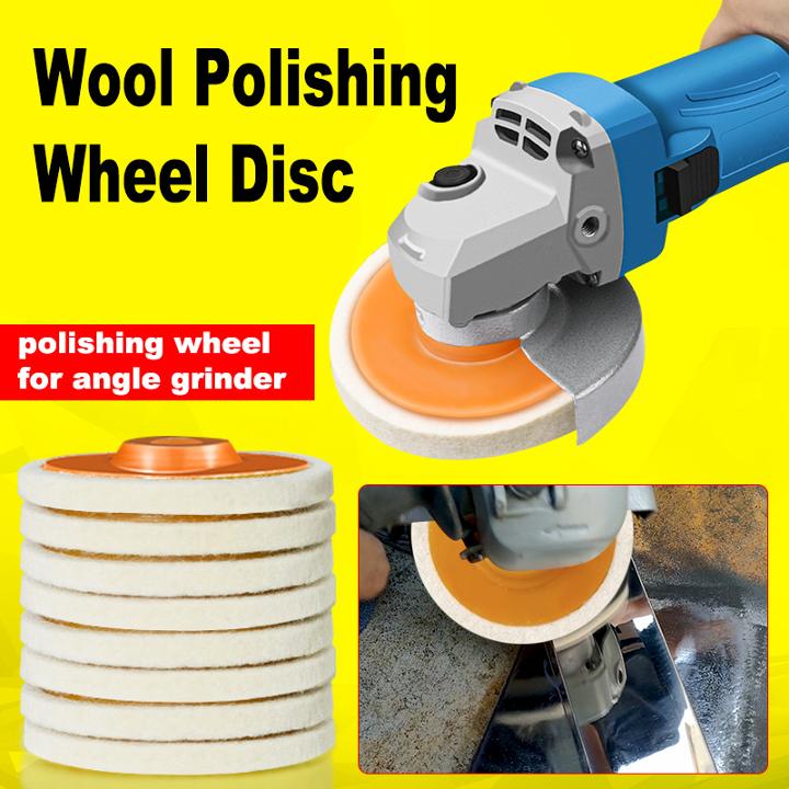 10 Pcs 4.5 Inch Wool Felt Polishing Wheel Disc,Wool Polishing Wheel Disc for 7/8Inch Arbor Angle