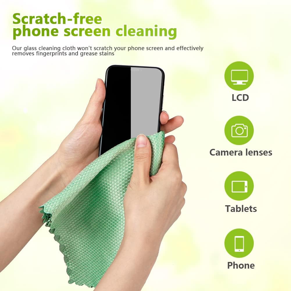 HOMEXCEL Microfiber Glass Cleaning Cloths-6PK, 16"x14" Lint Free Window Cleaning Cloth, Glasses