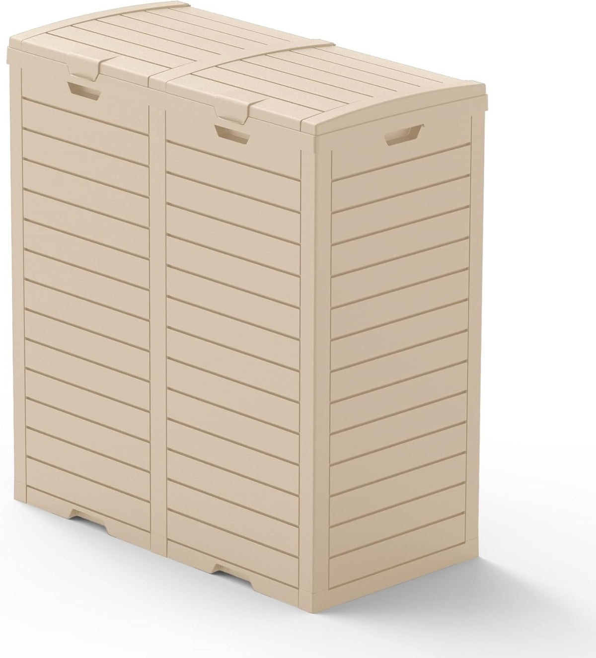 62 Gallon Outdoor Trash Can, Waterproof Resin Trash Can with Layered Lid and Drip Tray, Perfect for