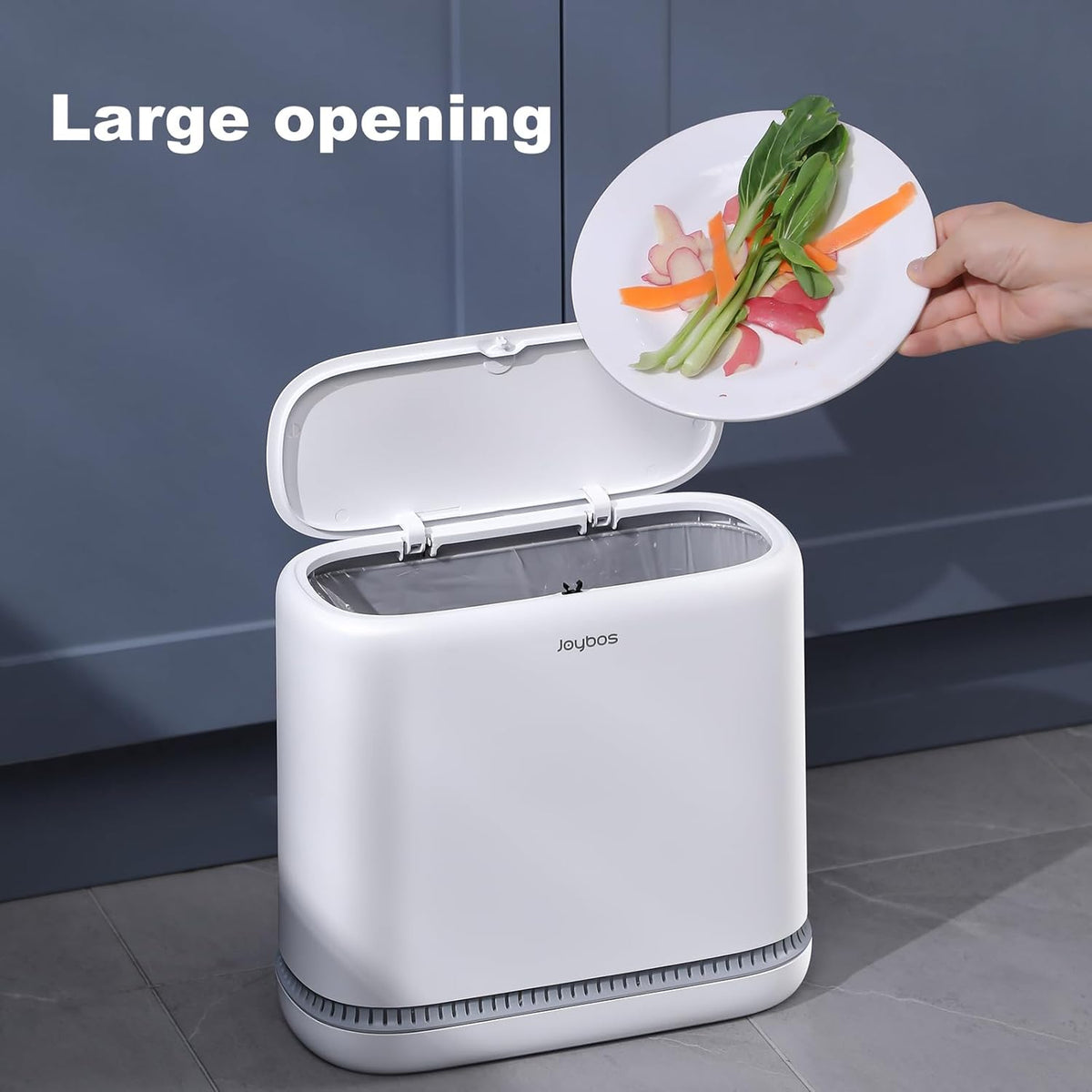 JOYBOS Bathroom Trash Cans,Adsorption Garbage Can with Press Type Lid,10L Dogproof Slim Plastic