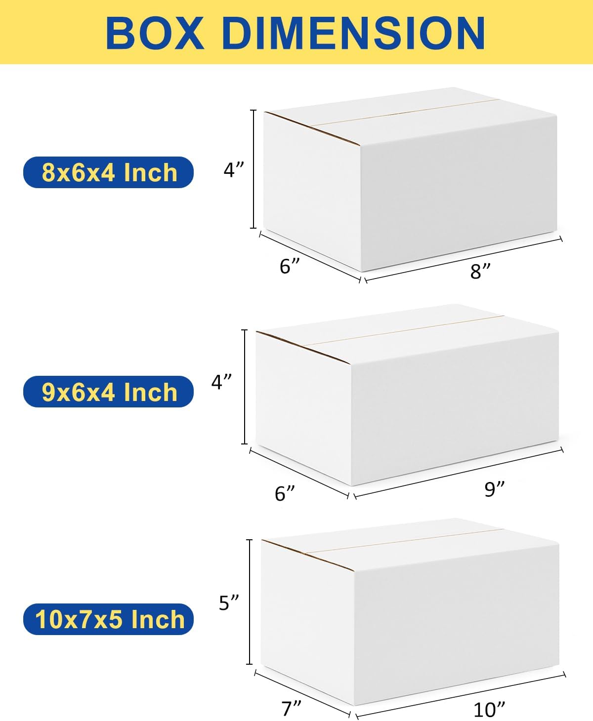 Assorted-Sizes-Shipping-Boxes-45-Pack: 8x6x4 & 9x6x4 & 10x7x5 Small-Shipping-Boxes-Mailers, White