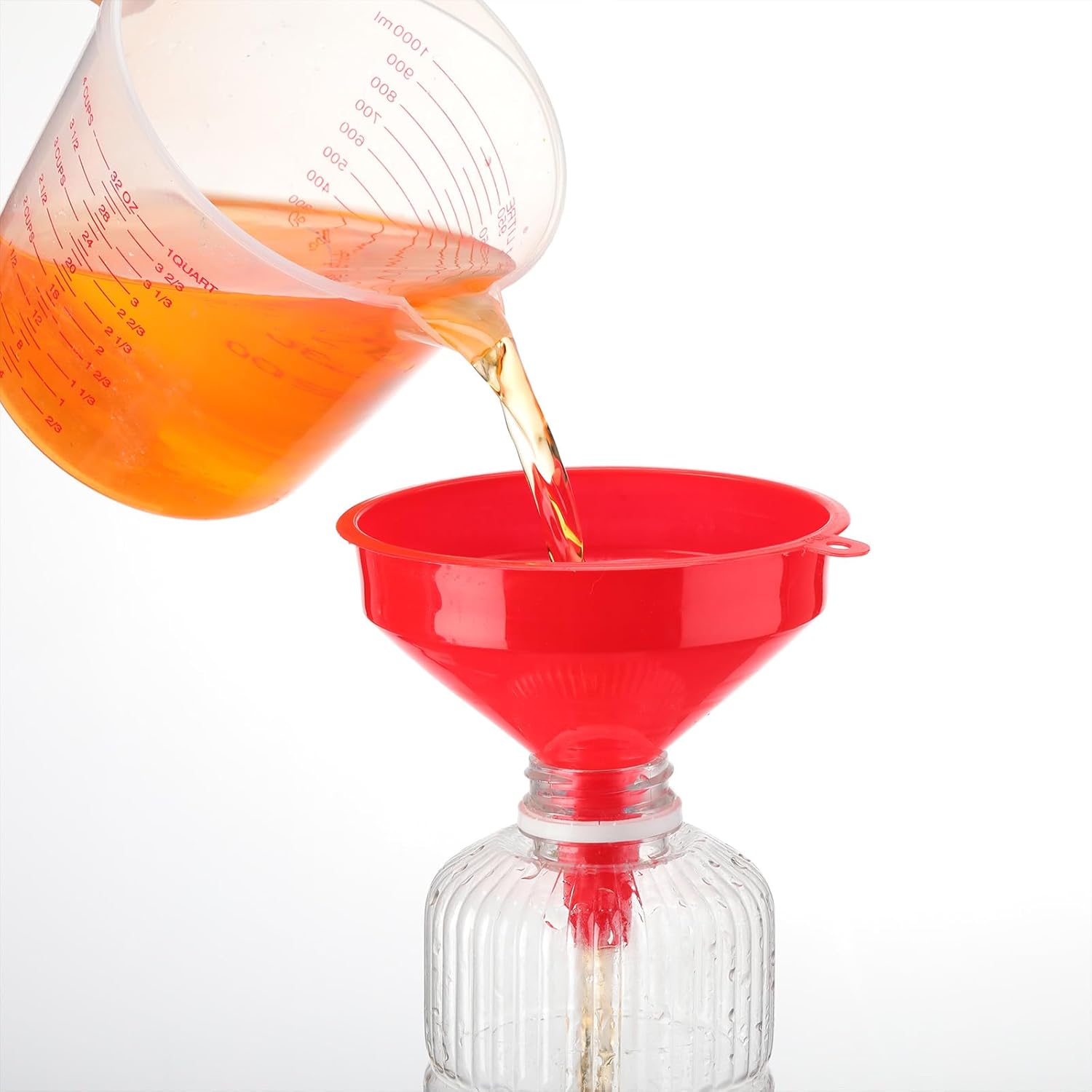 Honeydak 18 Pieces Multi-Purpose Plastic Funnels 4.7 Inch Wide Mouth Funnels for Filling Bottles