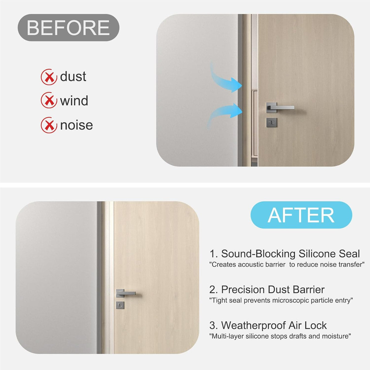 Heavy-Duty 20 ft x 2 in Weather Stripping, Door Draft Stopper Silicone Seal Strip for House and