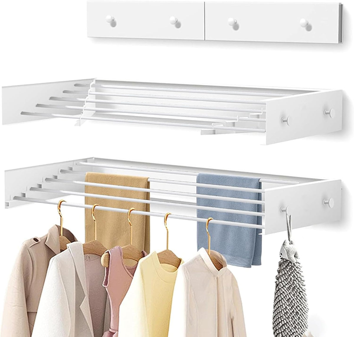 Clothes Drying Rack 31.5 inches Foldable Wall Mount Laundry Rack Folding Indoor Drying Rack