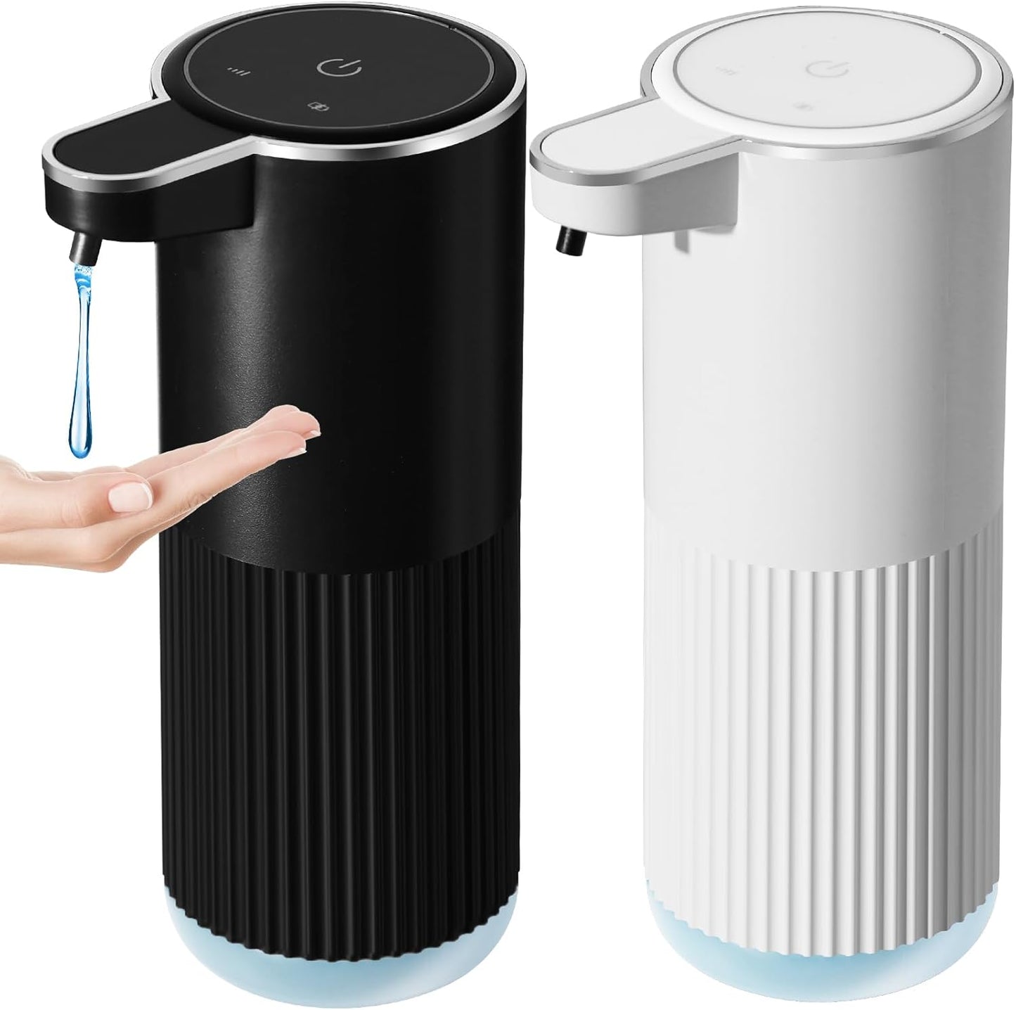 Automatic Soap Dispenser, 2 Pack Black and White Touchless Liquid Soap Dispensers for Bathroom