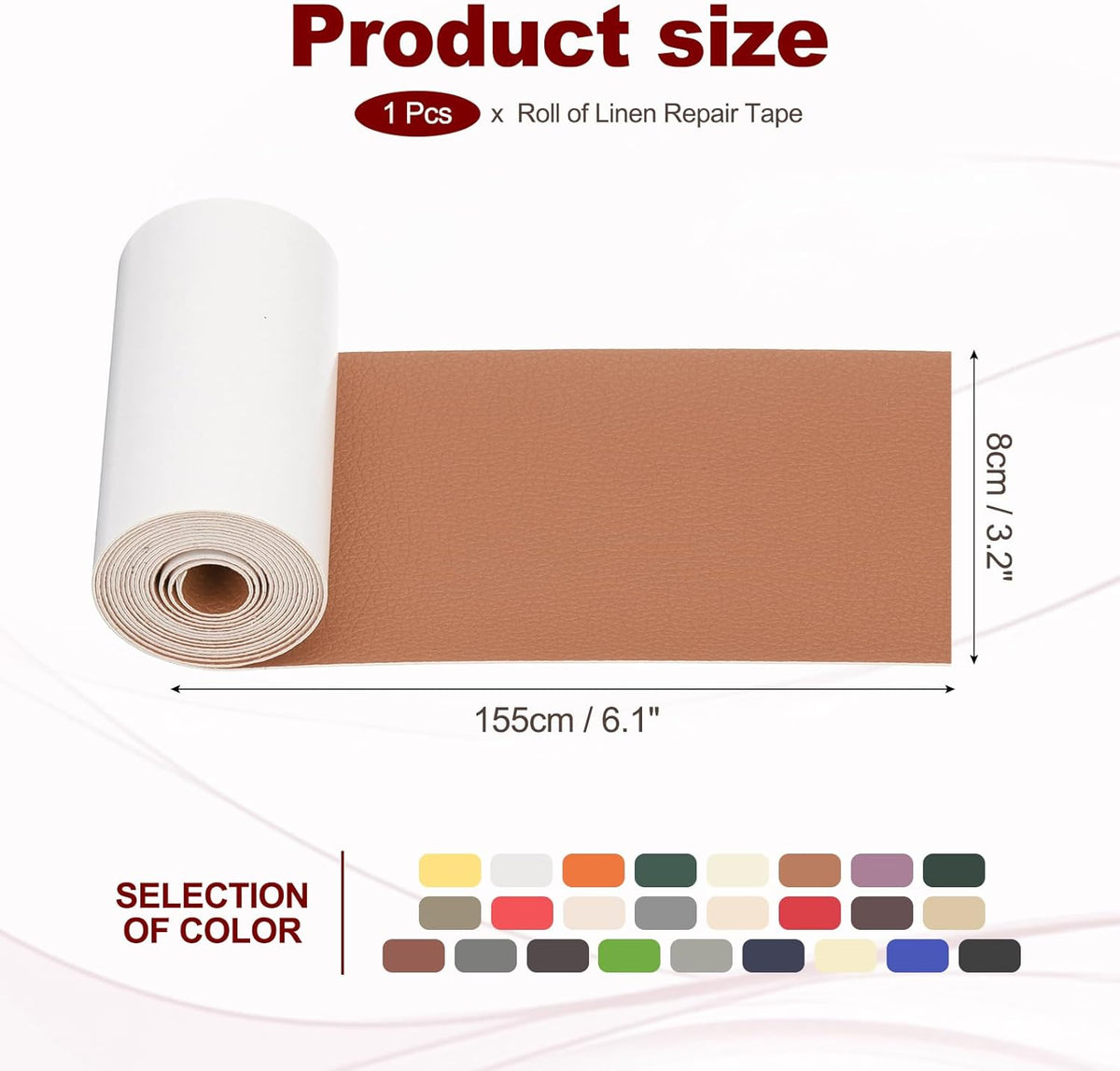 PATIKIL Leather Patches Tape for Furniture, 3.2 x 61 Inch Self Adhesive Vinyl Leather Repair Kit