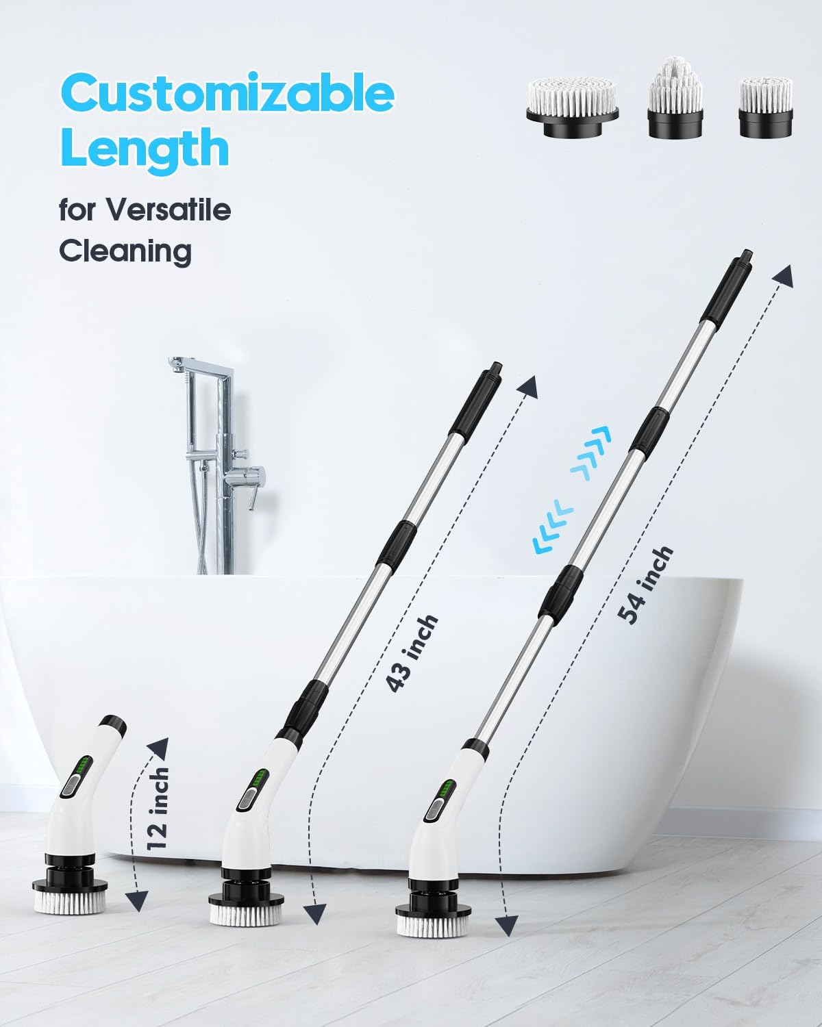 Electric Spin Scrubber for Cleaning Bathroom: Cordless Power Shower Scrubber - Electric Cleaning