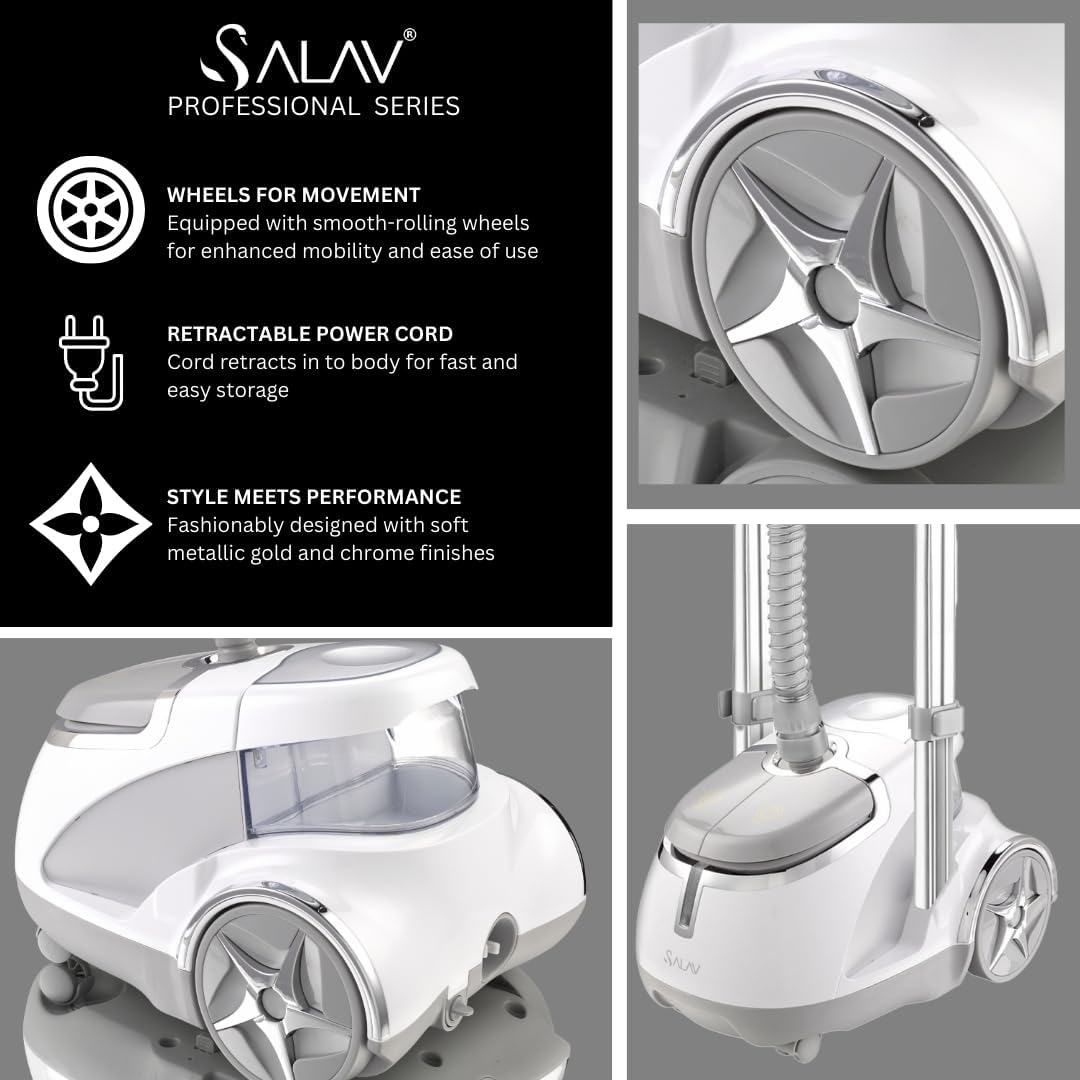 SALAV GS45-DJ Professional Upright Garment Steamer with Roll Wheels, Multi-Function Extra Wide