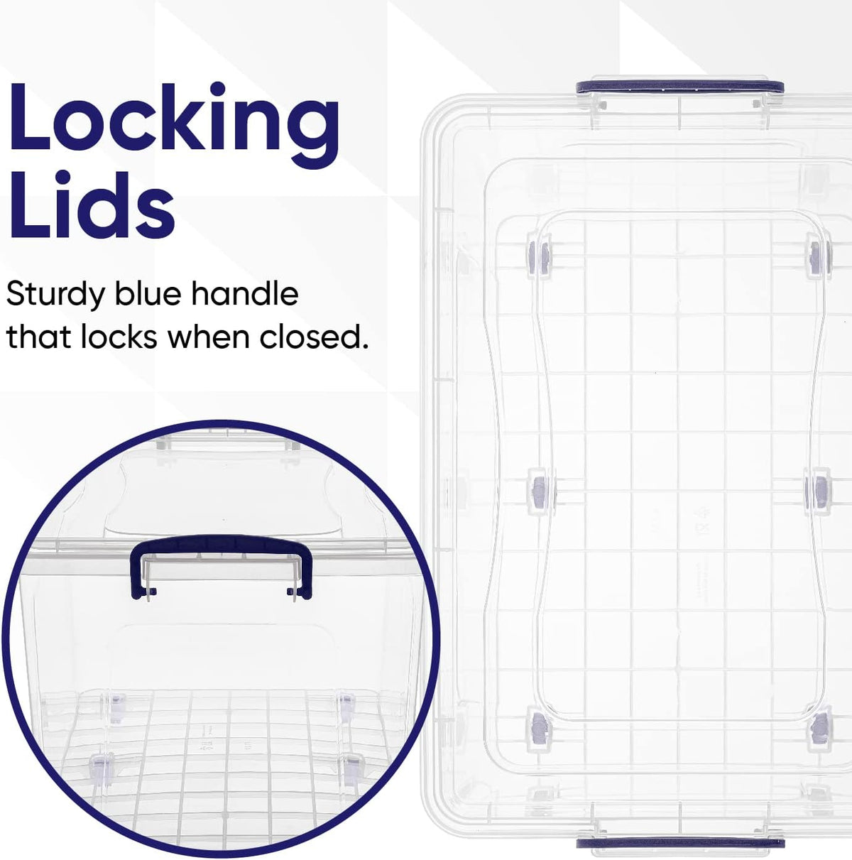 Superio Storage Bins with Lids, Clear Plastic Containers for Organizing, Stackable Totes, BPA Free