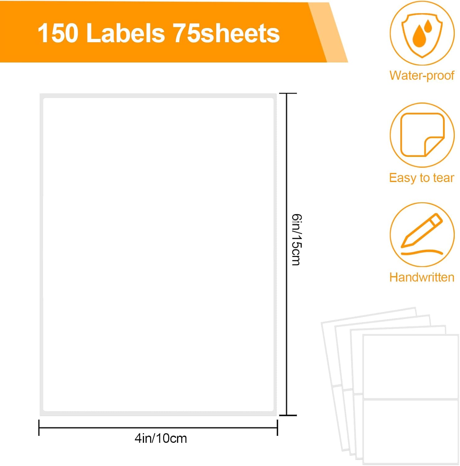150 Pcs Labels for Storage Bins, 6 X 4 Inch Removable Labels for Storage Bins, Tear Resistant No